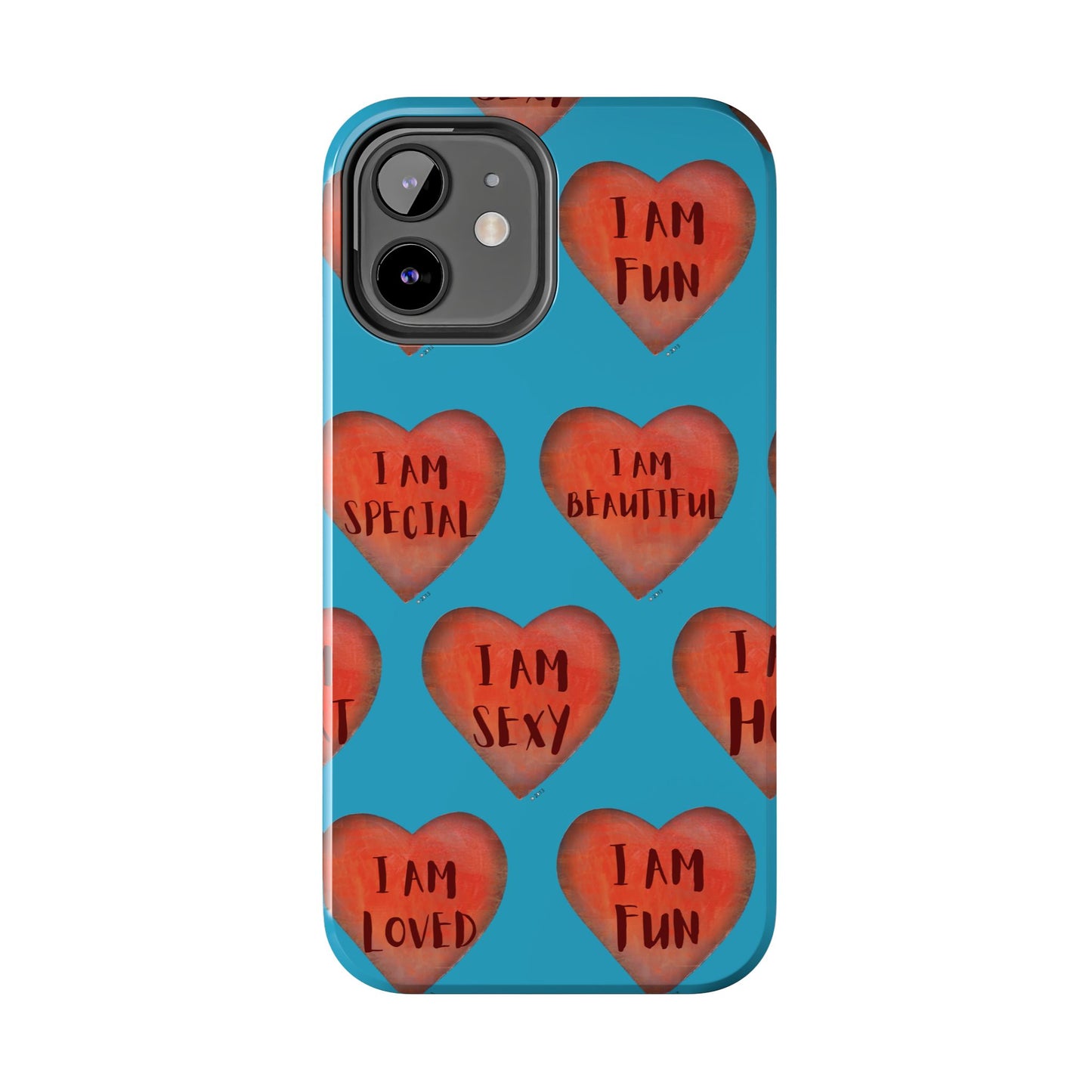 Tough Phone Cases - Original art phone case - Turquoise phone case - Motivational Heart