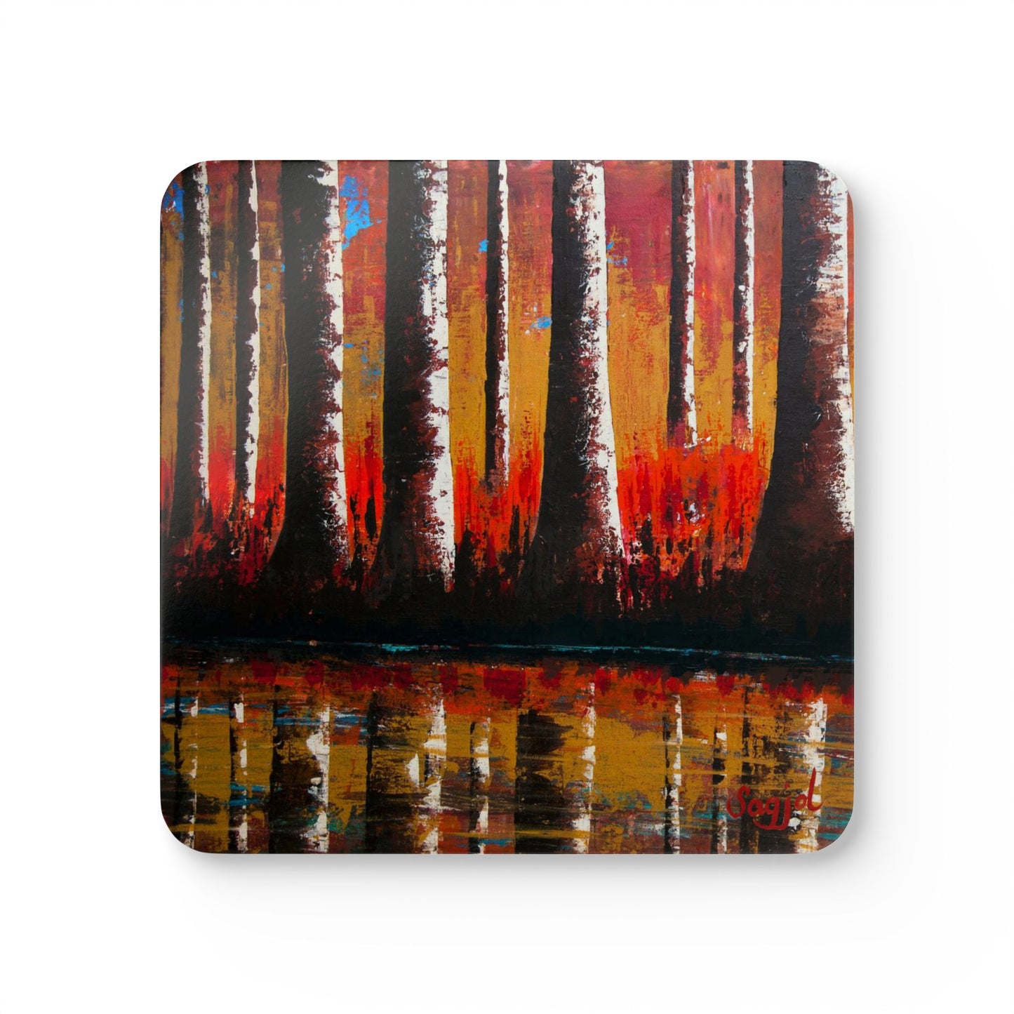 Coaster Set - A Blazing Dawn - Original Hand Painted Art - Corkwood