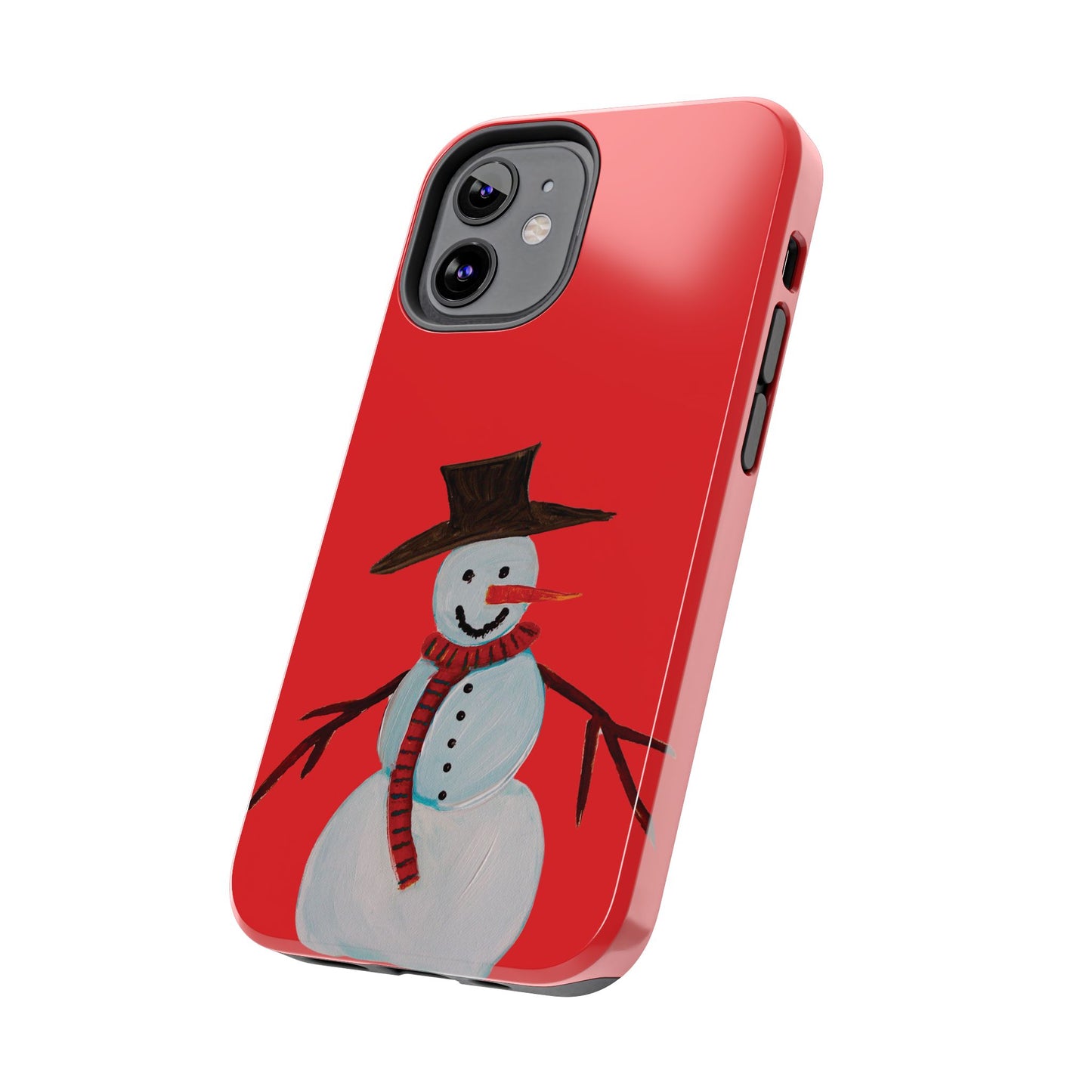 Holiday Snowman Tough Phone Case - Original art phone case - Art phone case - Red phone case