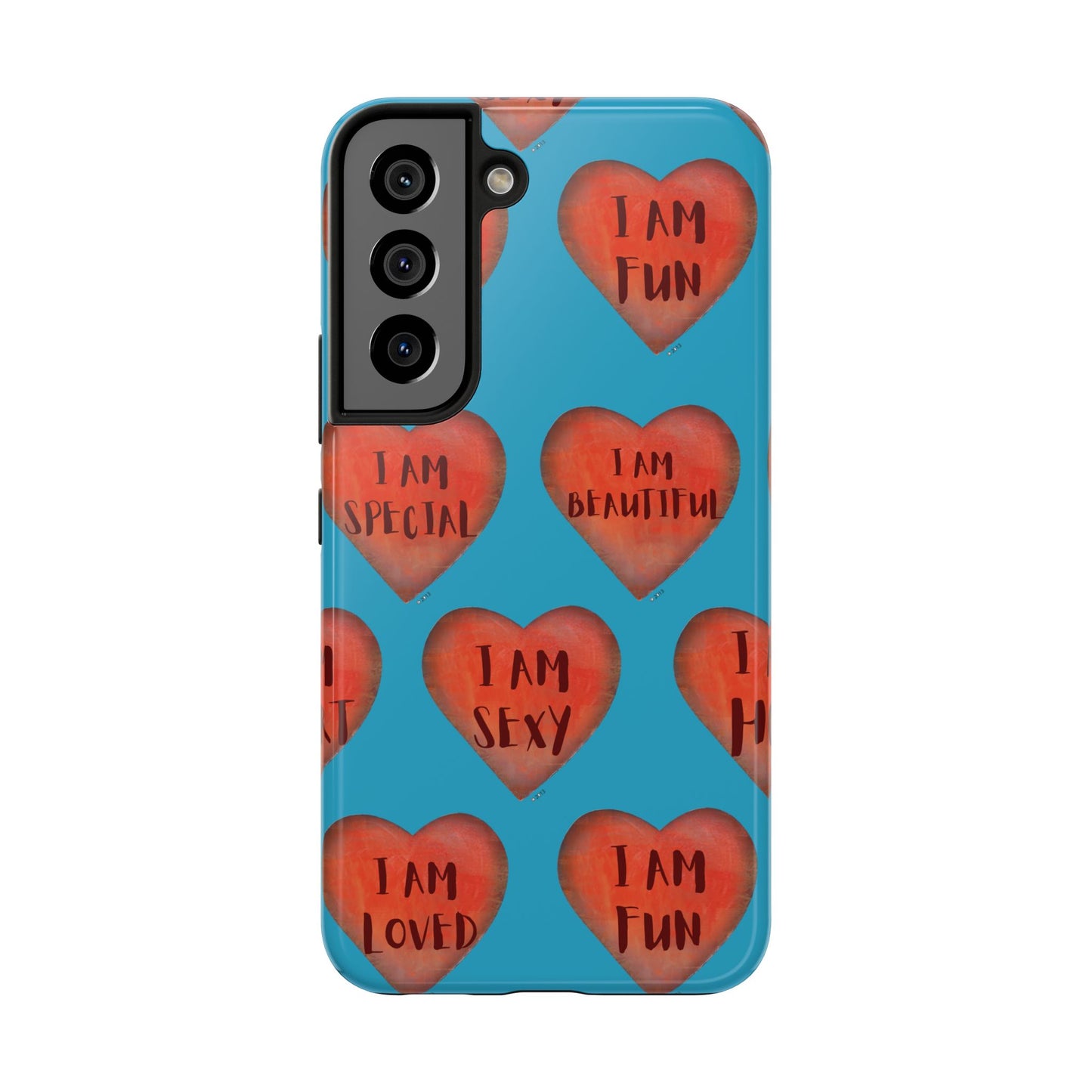 Tough Phone Cases - Original art phone case - Turquoise phone case - Motivational Heart