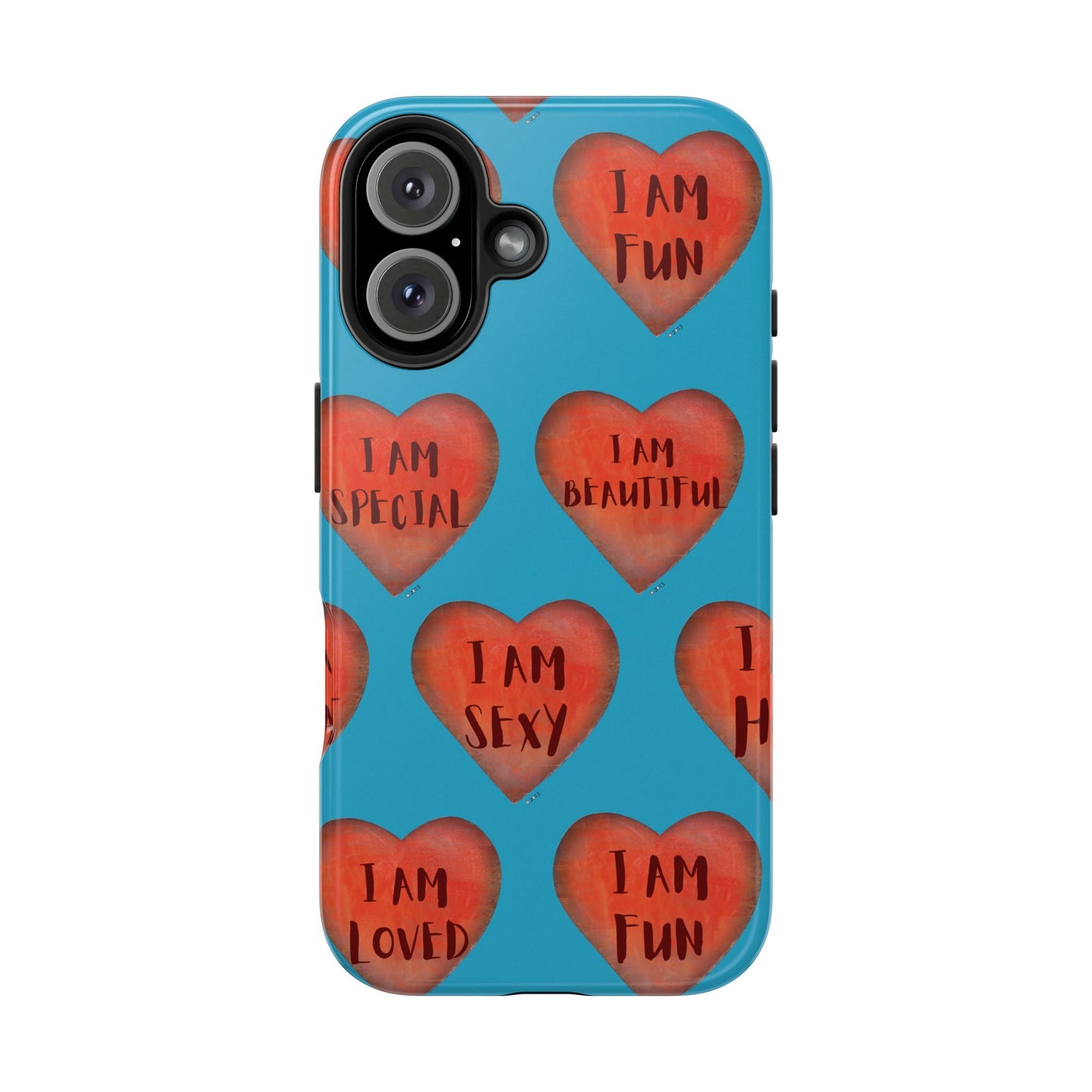 Tough Phone Cases - Original art phone case - Turquoise phone case - Motivational Heart