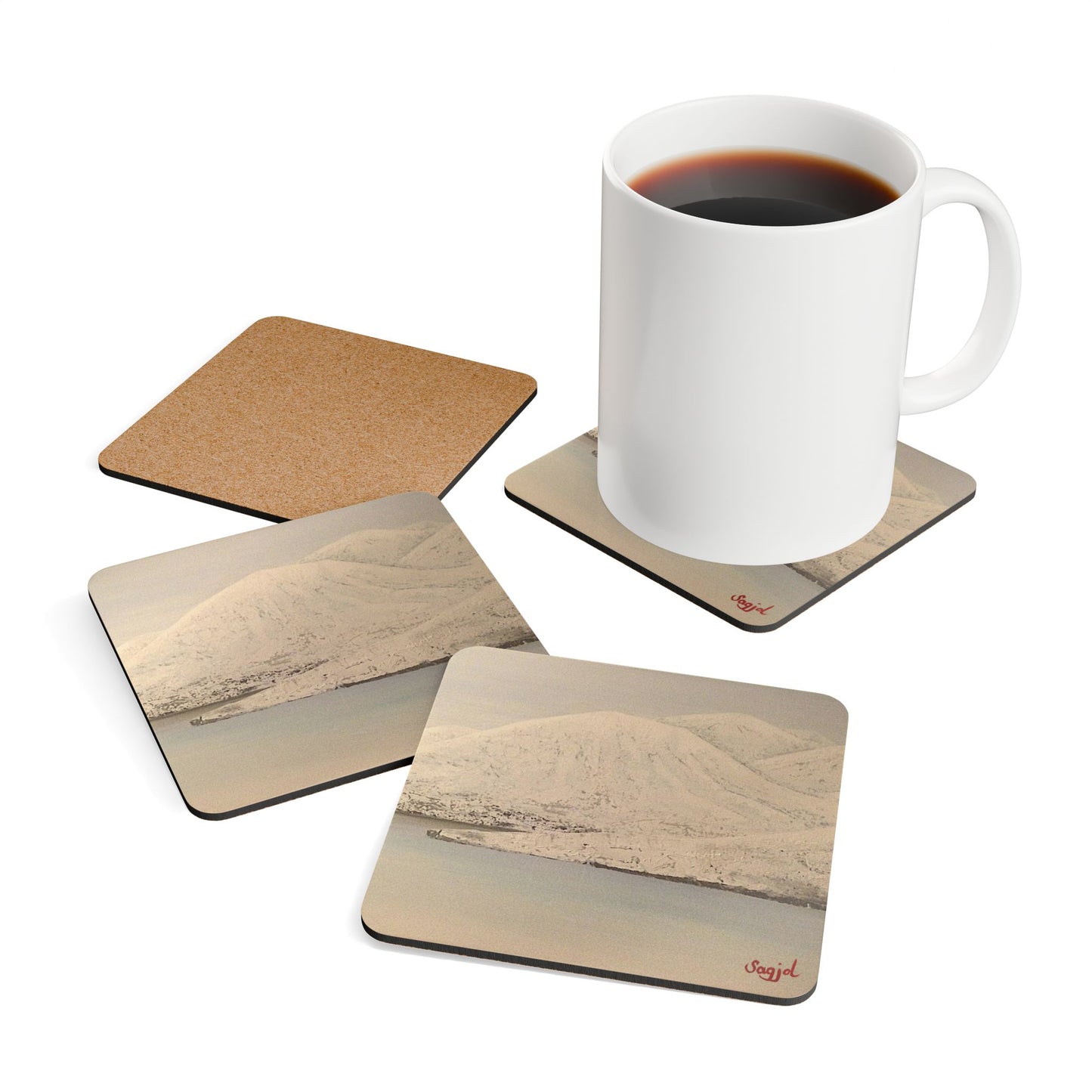 Coaster Set - Salt Lake - Original Hand Painted Art - Corkwood