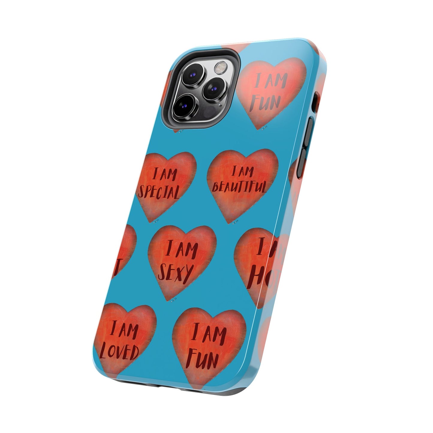 Tough Phone Cases - Original art phone case - Turquoise phone case - Motivational Heart