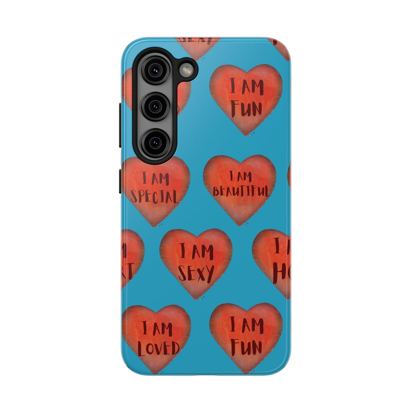 Tough Phone Cases - Original art phone case - Turquoise phone case - Motivational Heart