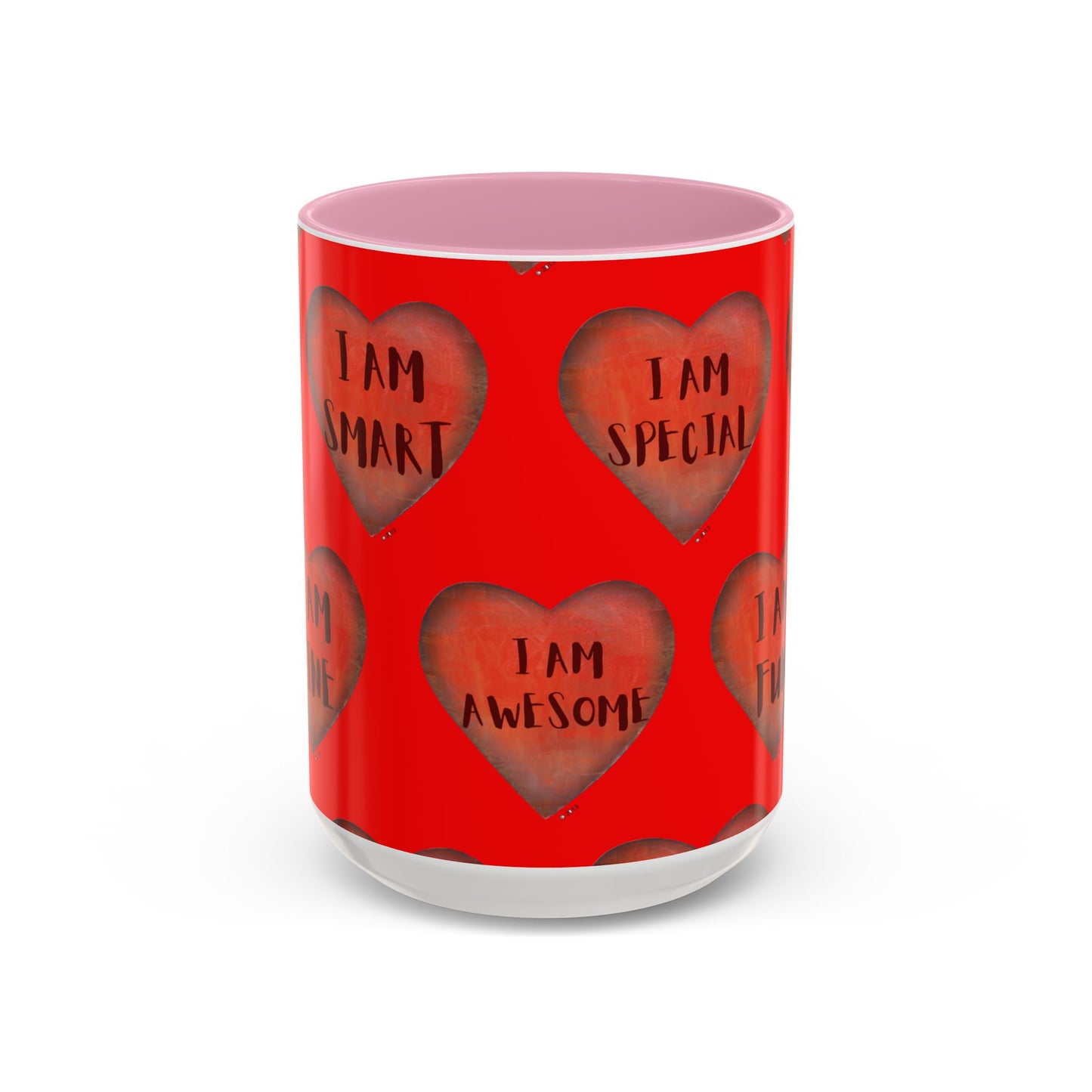 Red Heart Mug - Colorful hand painted mug - Motivational Heart Mug -  Red Coffee Mug