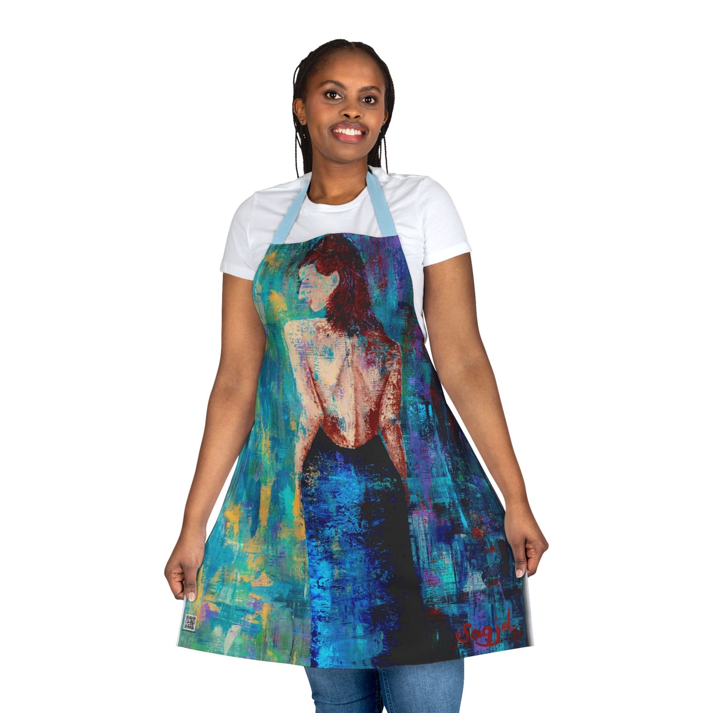 Kitchen cooking Apron  - Original Art Kitchen Apron -  Lady in Blue