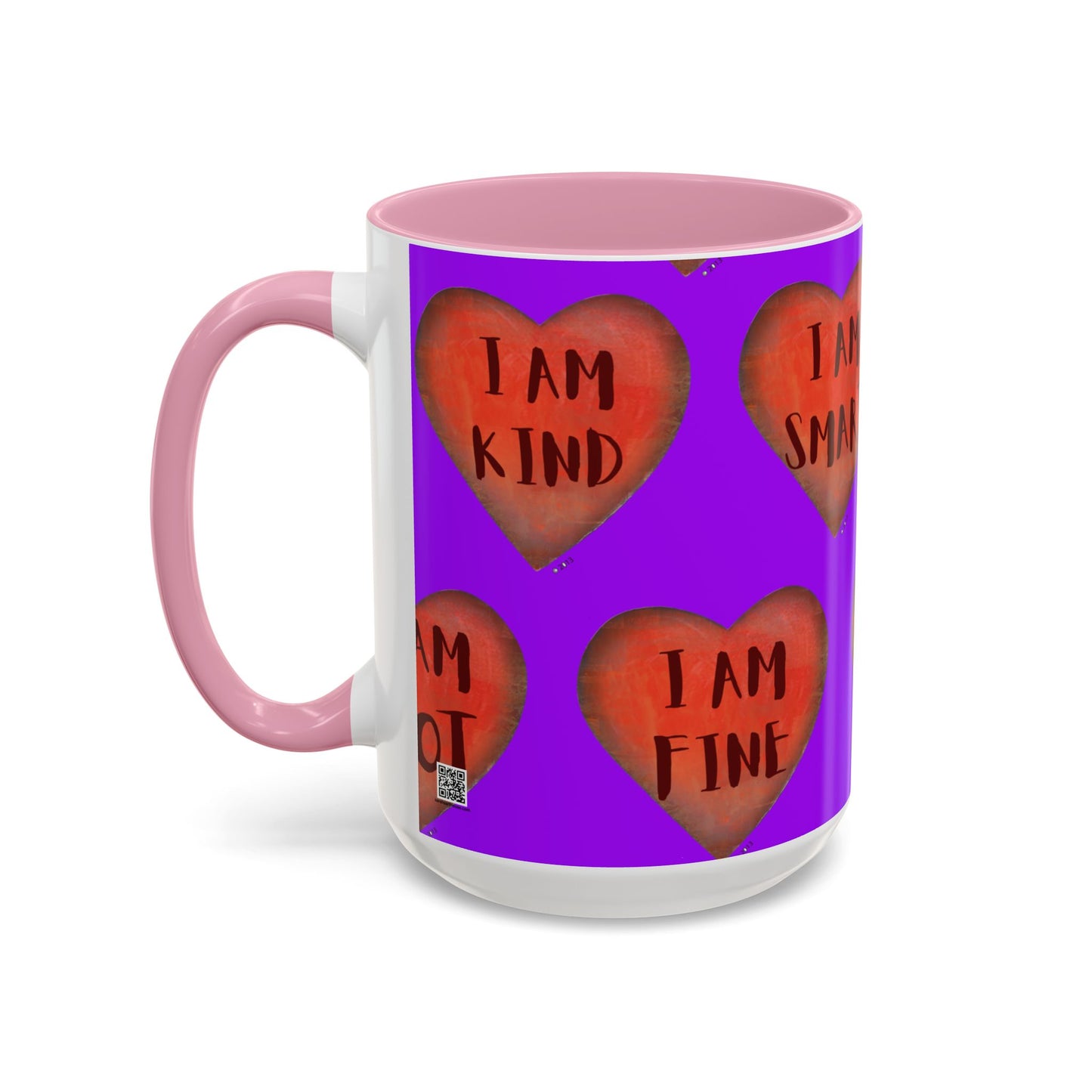 Purple Heart Mug - Colorful hand painted mug - Motivational Mug - Purple Coffee Mug