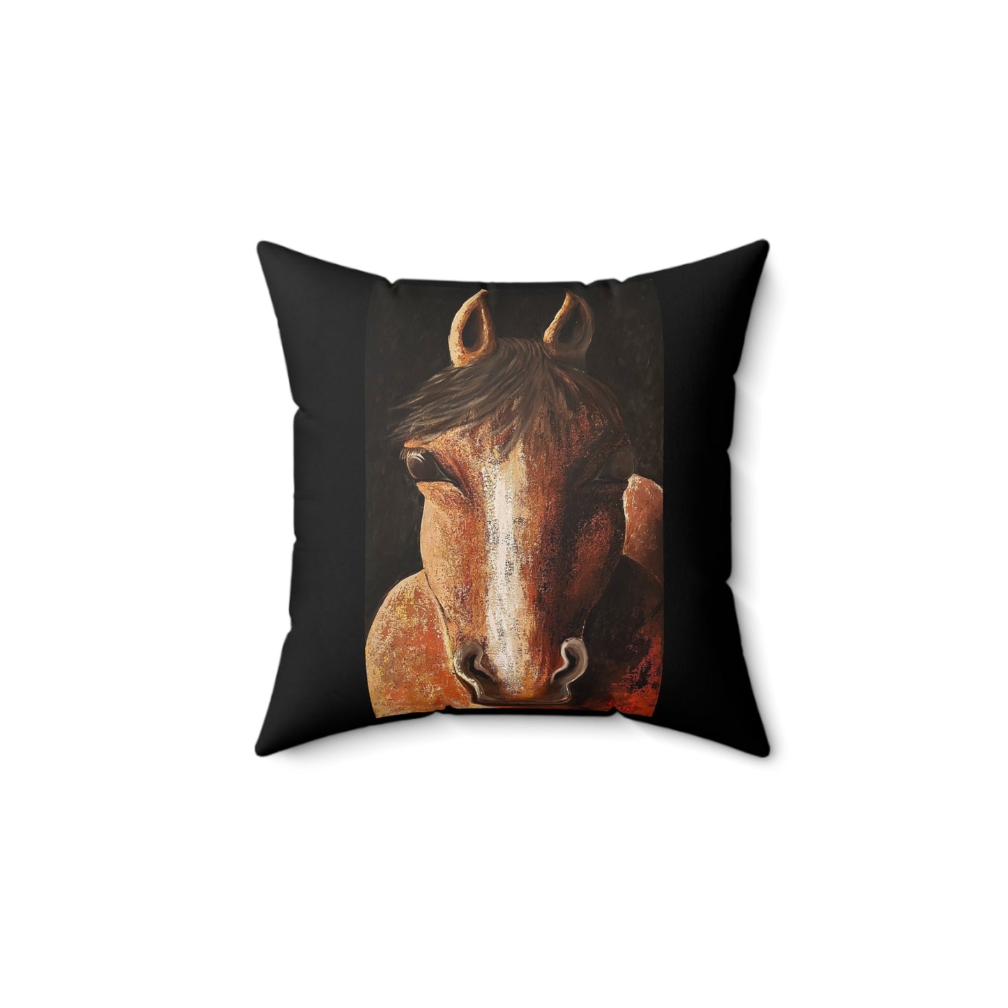 Faux Suede Square Pillow - Nigel Toss Pillow - Horse Throw Pillow