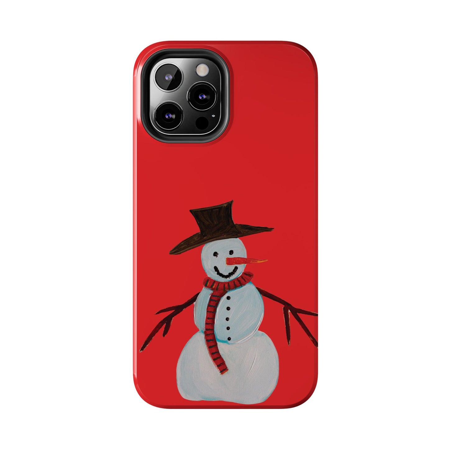 Holiday Snowman Tough Phone Case - Original art phone case - Art phone case - Red phone case