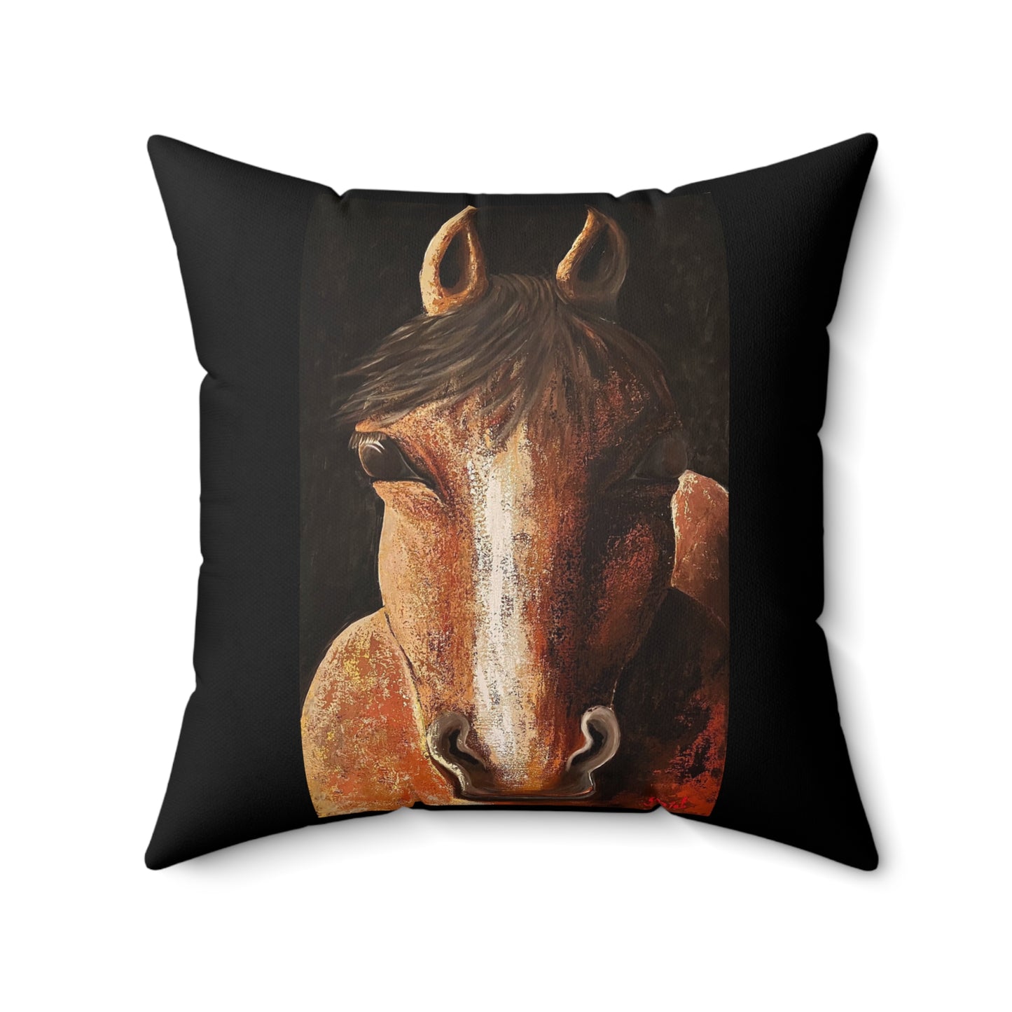 Faux Suede Square Pillow - Nigel Toss Pillow - Horse Throw Pillow