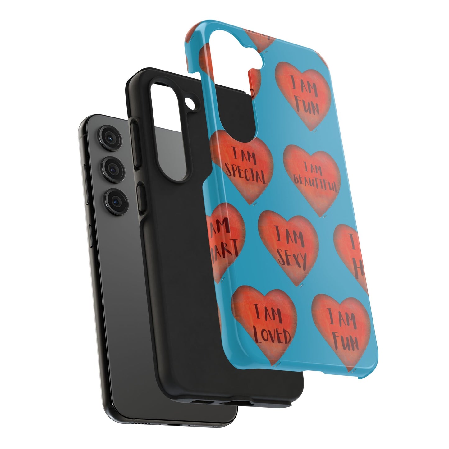 Tough Phone Cases - Original art phone case - Turquoise phone case - Motivational Heart