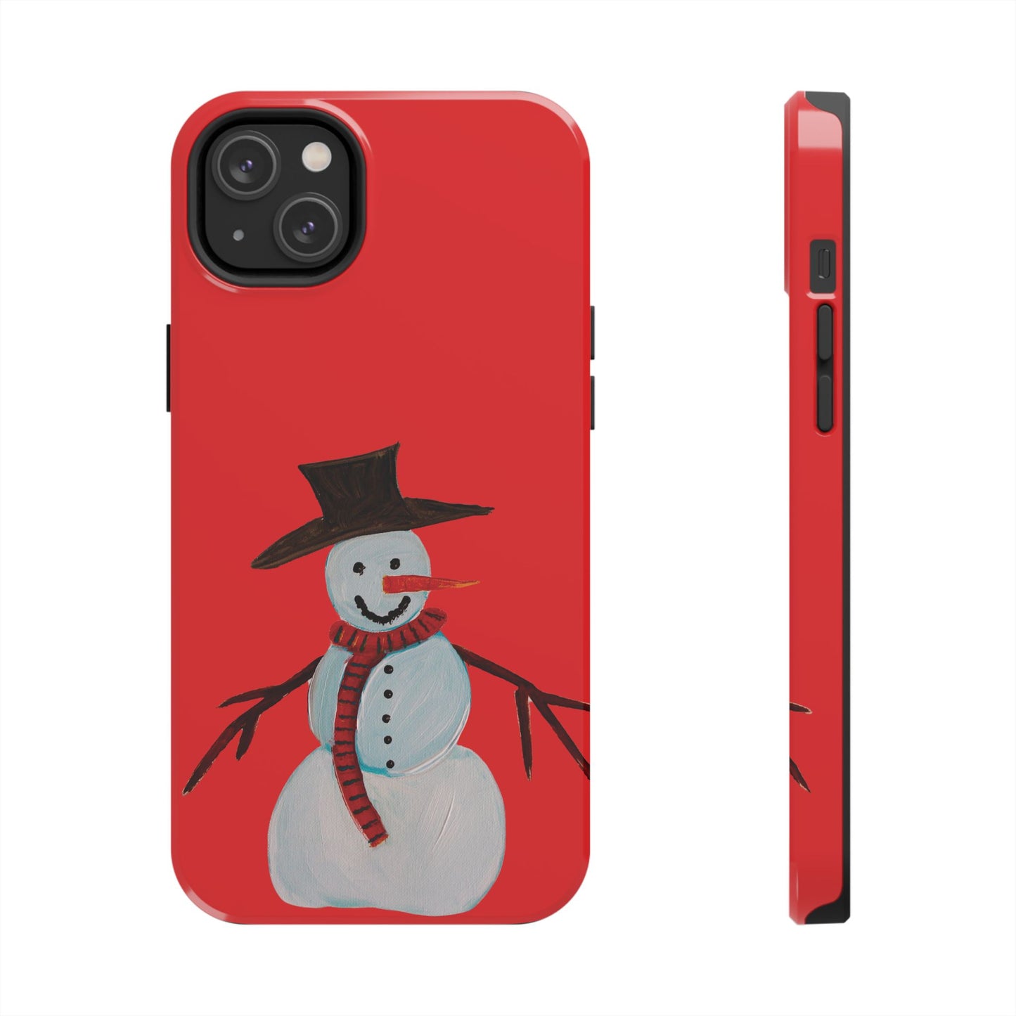 Holiday Snowman Tough Phone Case - Original art phone case - Art phone case - Red phone case