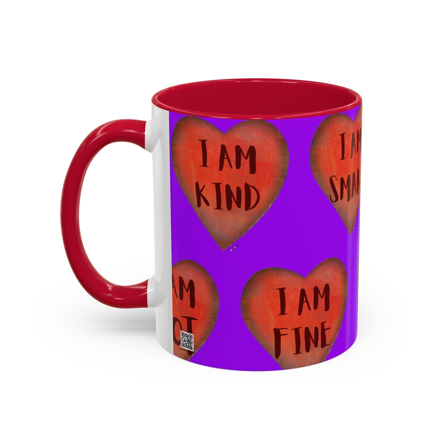 Purple Heart Mug - Colorful hand painted mug - Motivational Mug - Purple Coffee Mug