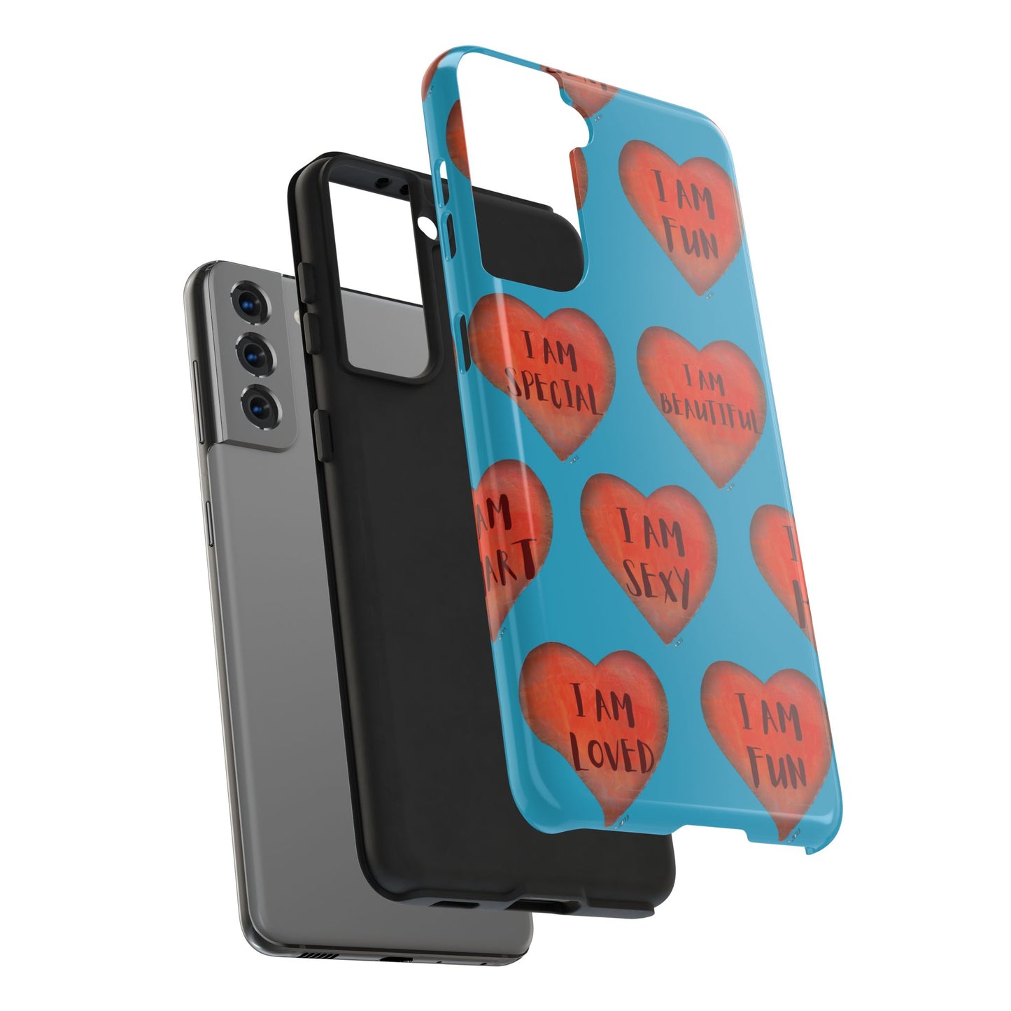 Tough Phone Cases - Original art phone case - Turquoise phone case - Motivational Heart