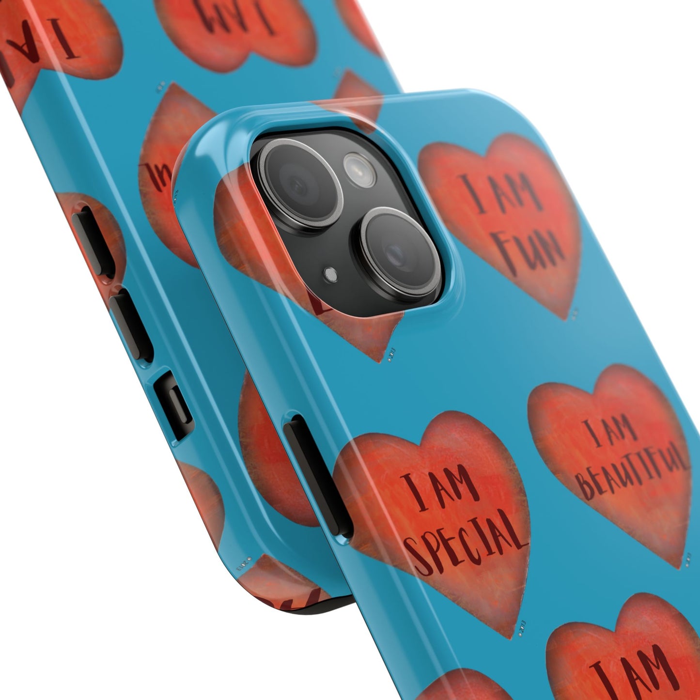 Tough Phone Cases - Original art phone case - Turquoise phone case - Motivational Heart