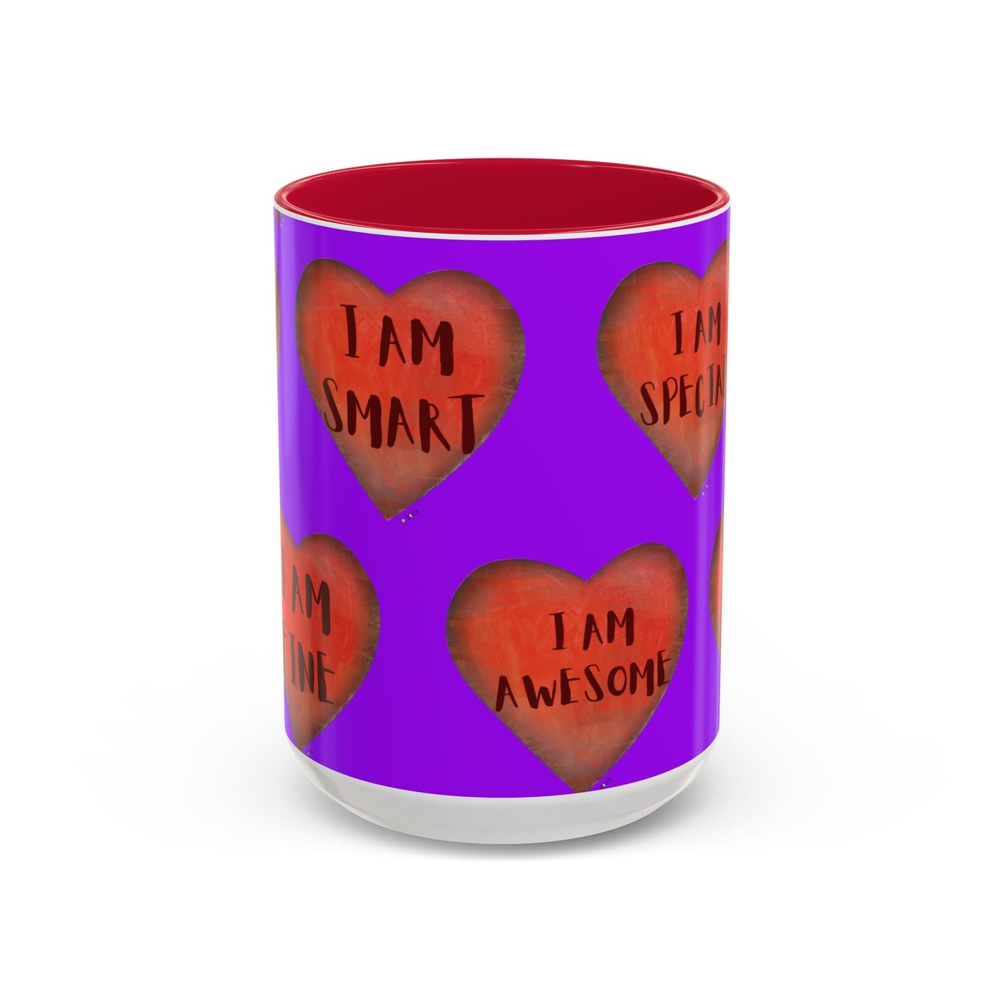 Purple Heart Mug - Colorful hand painted mug - Motivational Mug - Purple Coffee Mug