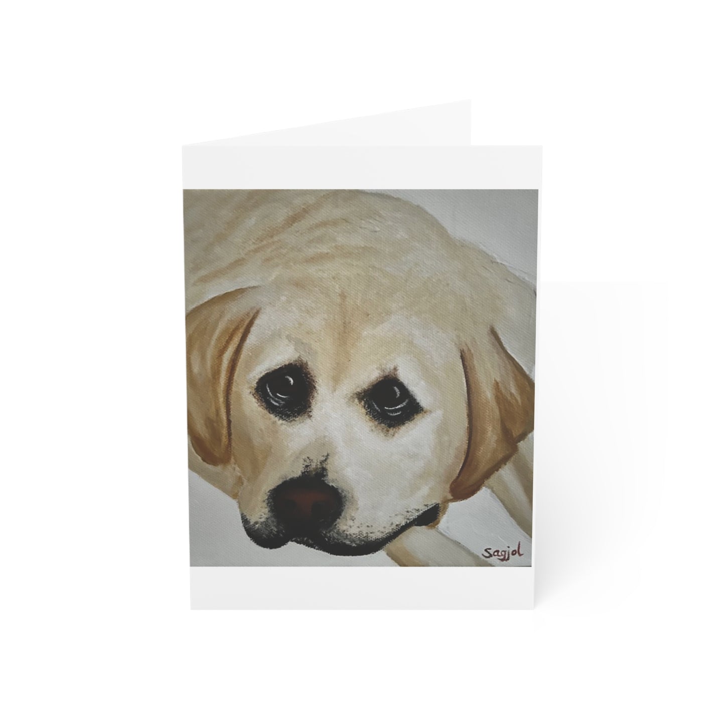 Greeting Card - Cooper the yellow Labrador by Sagjol - Folded high quality Greeting Cards - Birthday Card - Note Cards