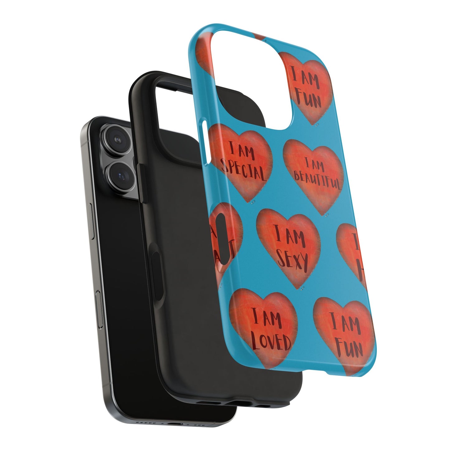 Tough Phone Cases - Original art phone case - Turquoise phone case - Motivational Heart