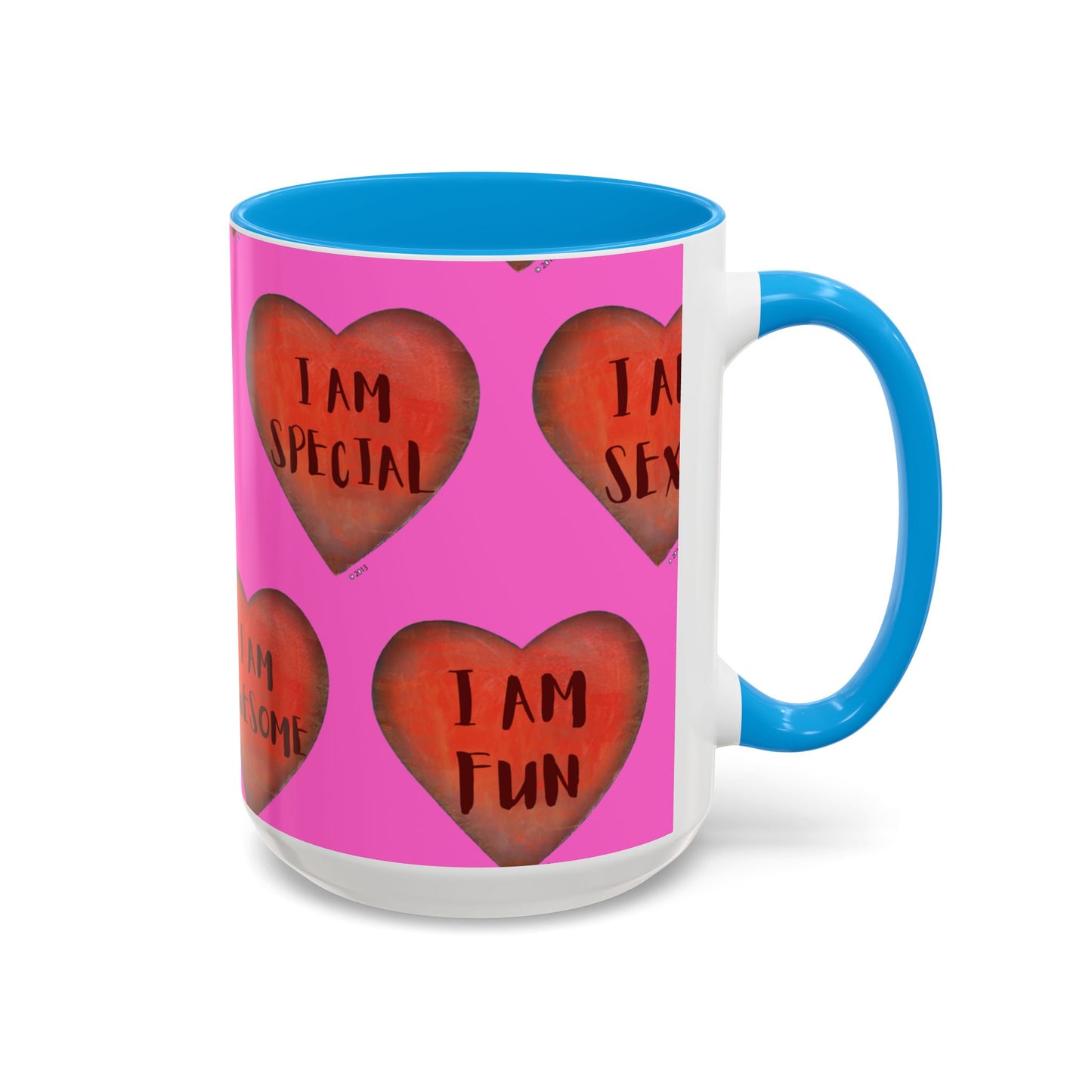 Pink Heart Mug - Colorful hand painted mug - Motivational Mug - Pink Coffee Mug