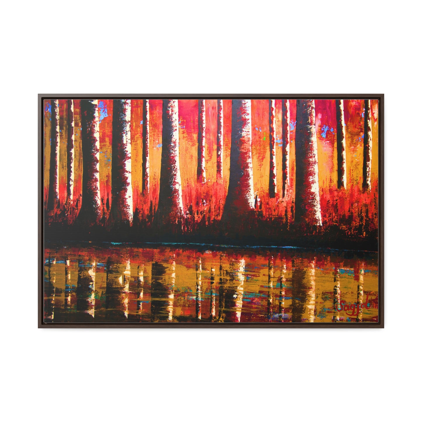 Framed Canvas Wraps - Palette Knife Painting - Original Art - A blazing Dawn