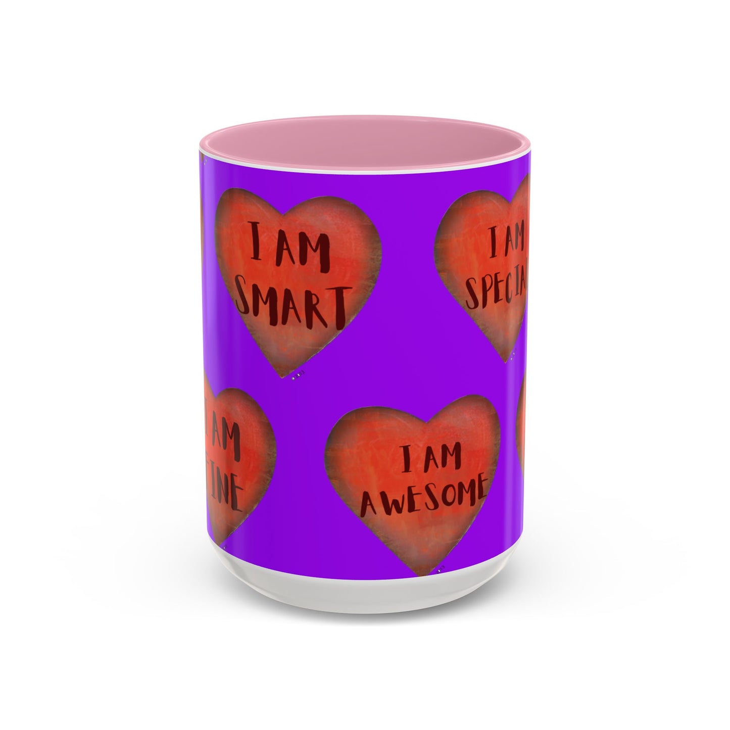 Purple Heart Mug - Colorful hand painted mug - Motivational Mug - Purple Coffee Mug