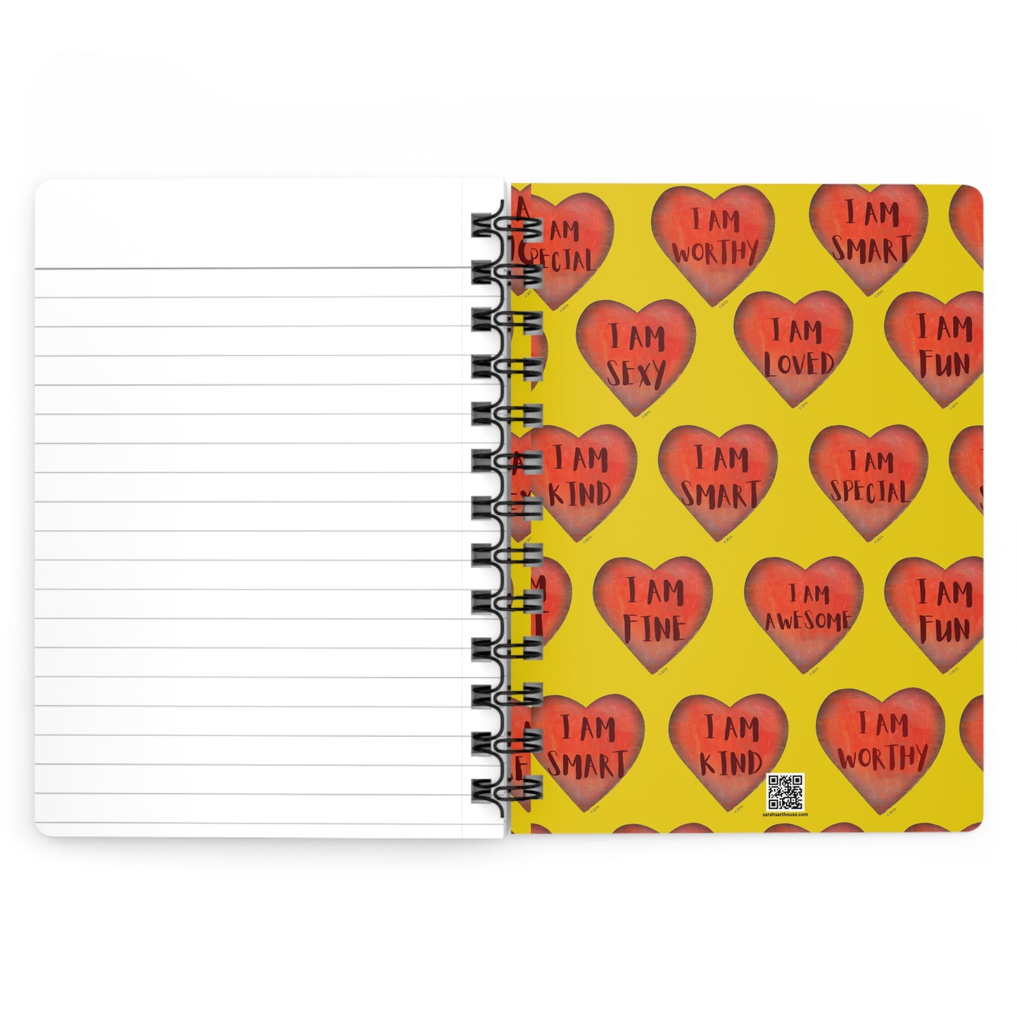 Spiral Bound Notebook - Yellow motivational "Heart"- Note pad - College Dorm Decor - Gift for Her