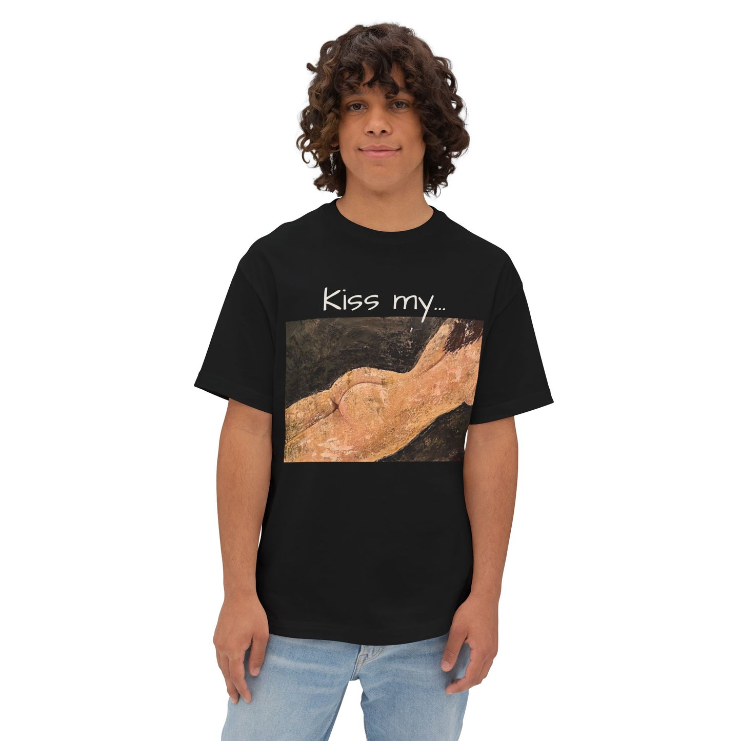 Oversized Boxy Tee - "Kiss my..." Original Art Graphic Tee