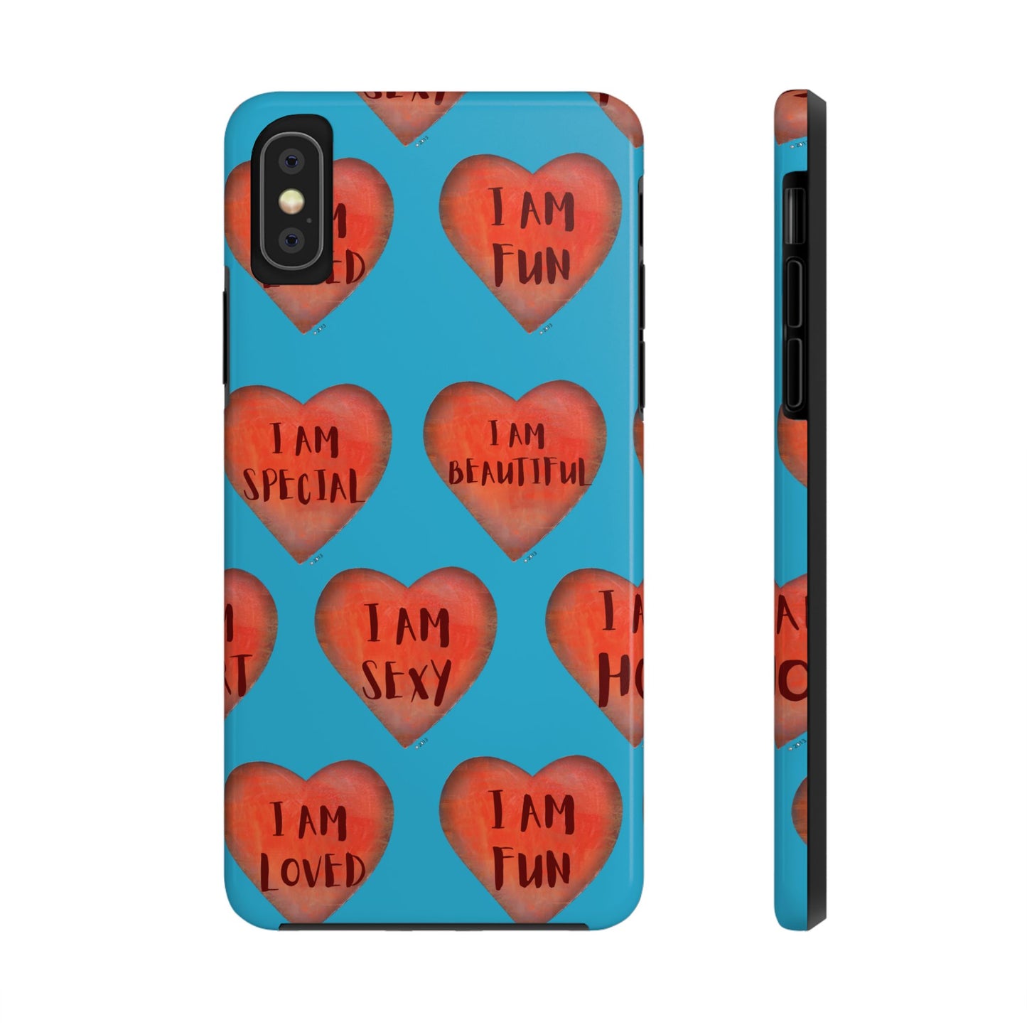 Tough Phone Cases - Original art phone case - Turquoise phone case - Motivational Heart