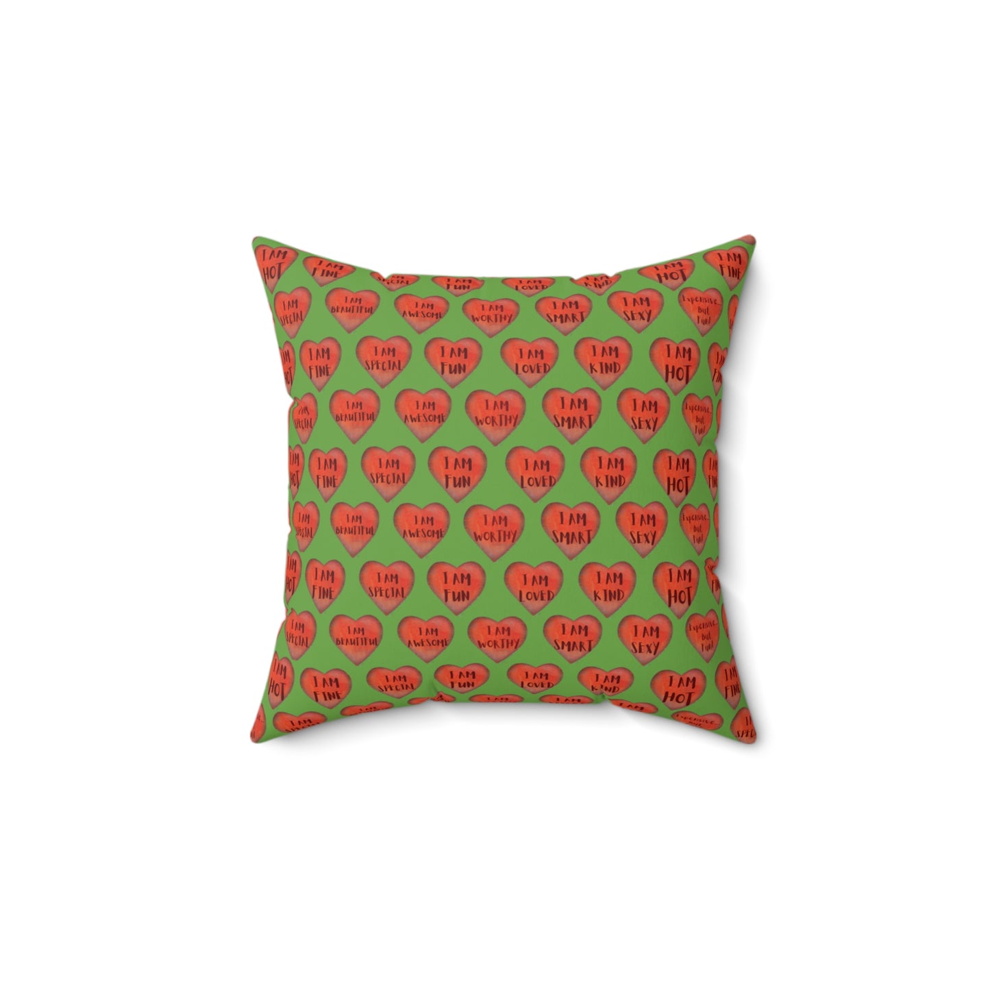 Colorful Faux Suede Pillow - Red Heart motivational pillow - Green Throw Pillow - Inspirational Decorative pillow