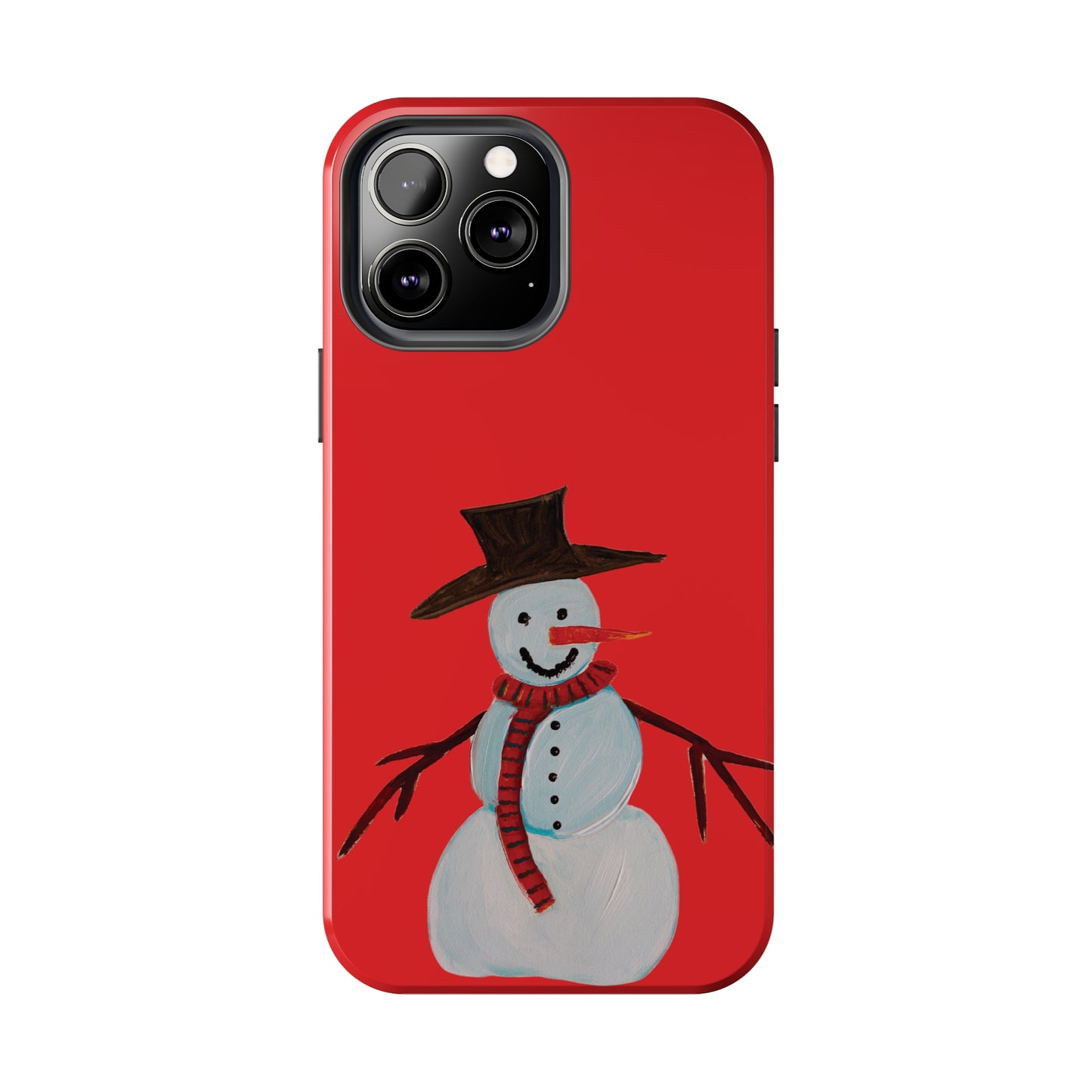 Holiday Snowman Tough Phone Case - Original art phone case - Art phone case - Red phone case