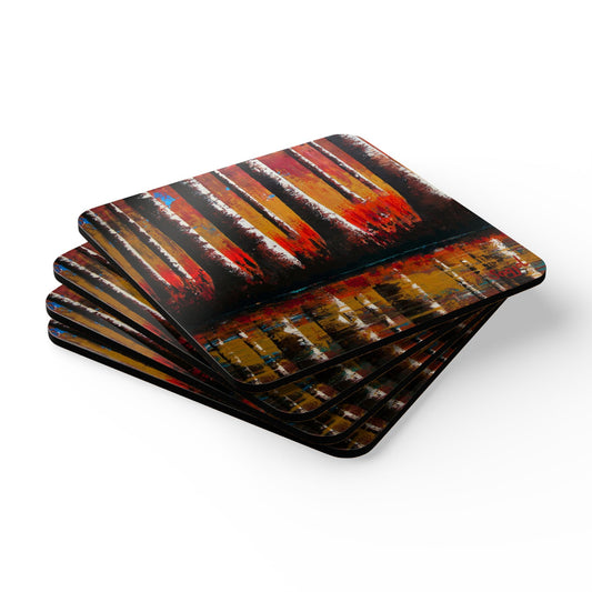 Coaster Set - A Blazing Dawn - Original Hand Painted Art - Corkwood