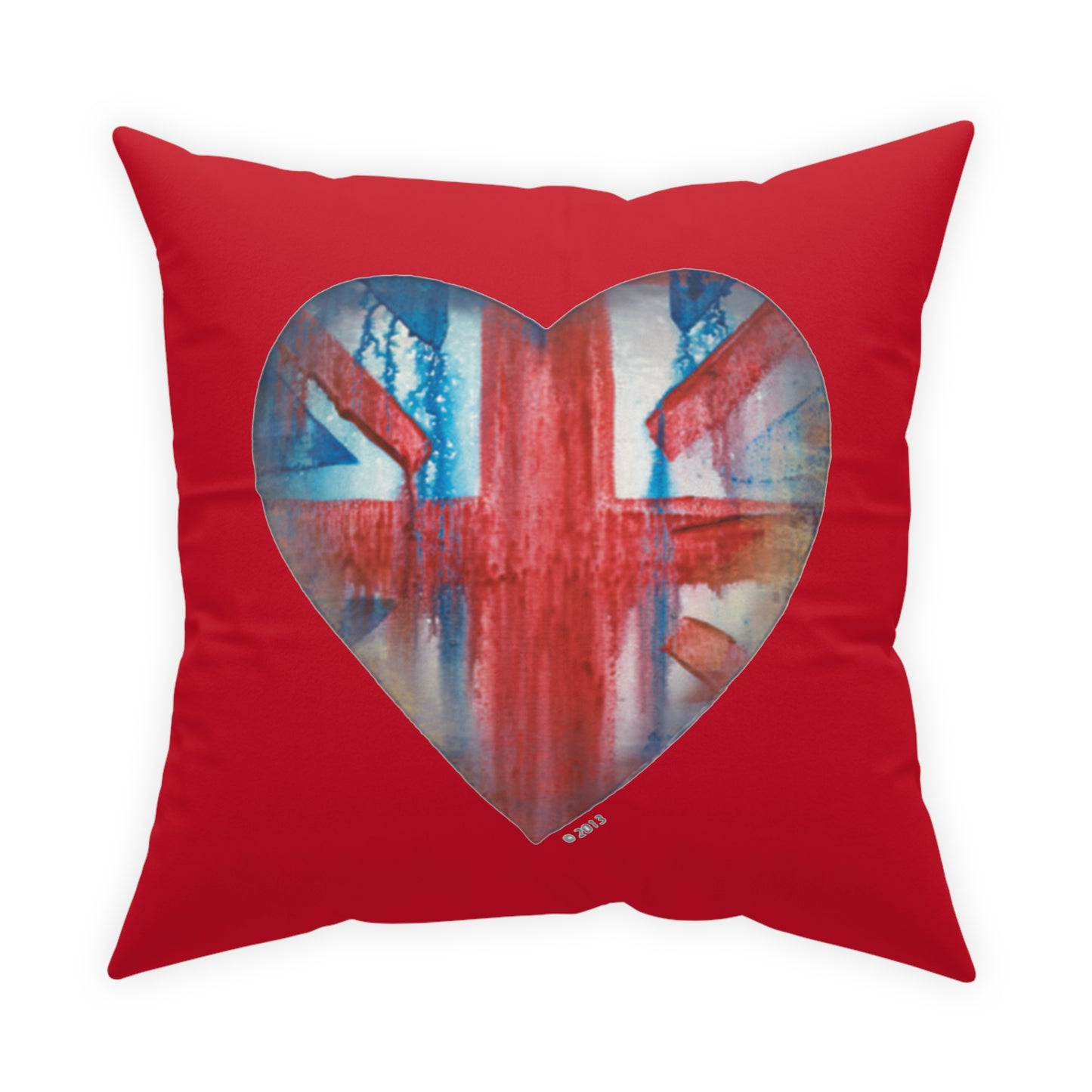 Red Throw Pillow -Colorful Throw pillow for couch - Union Jack decorative pillow for bed - Heart throw Pillow