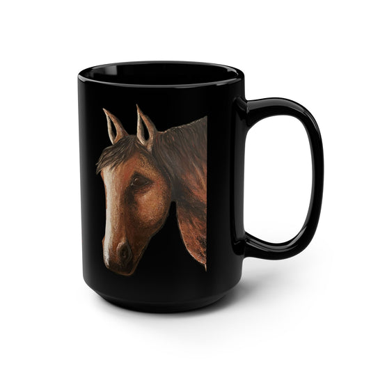 Black Mug - Equestrian Art Mug - Western style Coffee Mug - Original Art Mug - Spirit