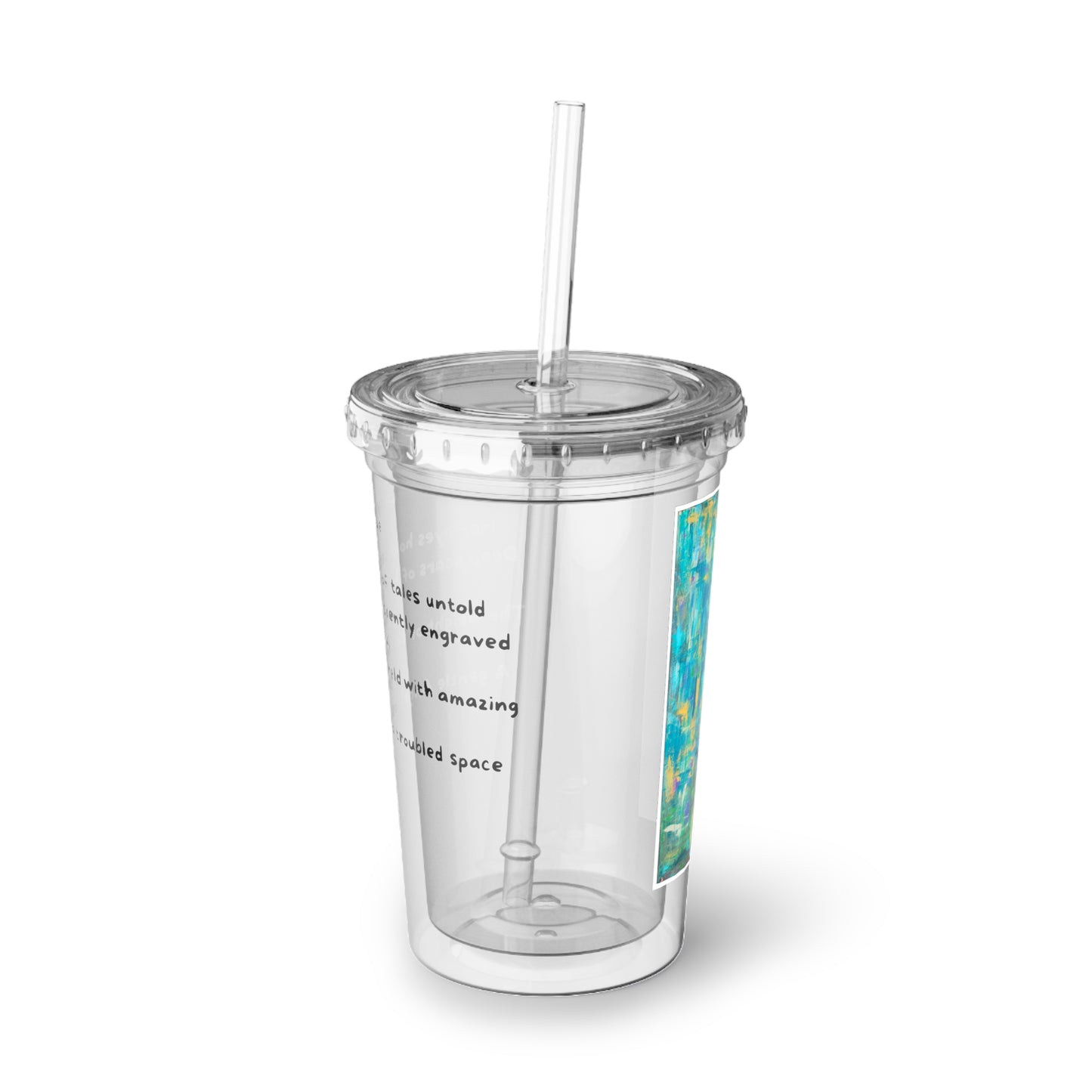 Acrylic Drinks Cup - Ice Coffee Cup - Double Wall insulated Tumbler 16oz - Lady in Blue