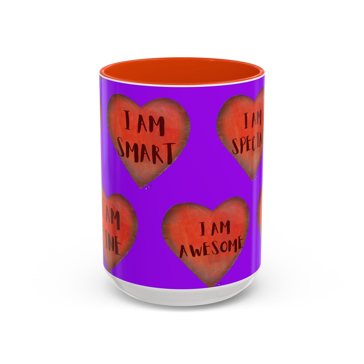 Purple Heart Mug - Colorful hand painted mug - Motivational Mug - Purple Coffee Mug