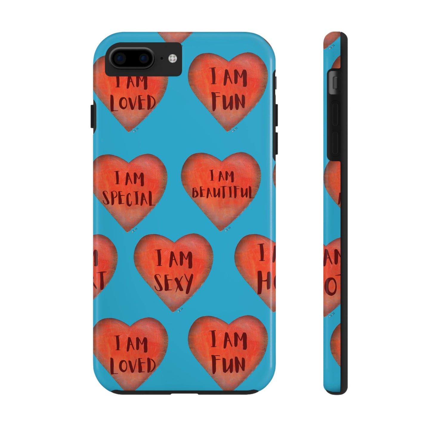 Tough Phone Cases - Original art phone case - Turquoise phone case - Motivational Heart