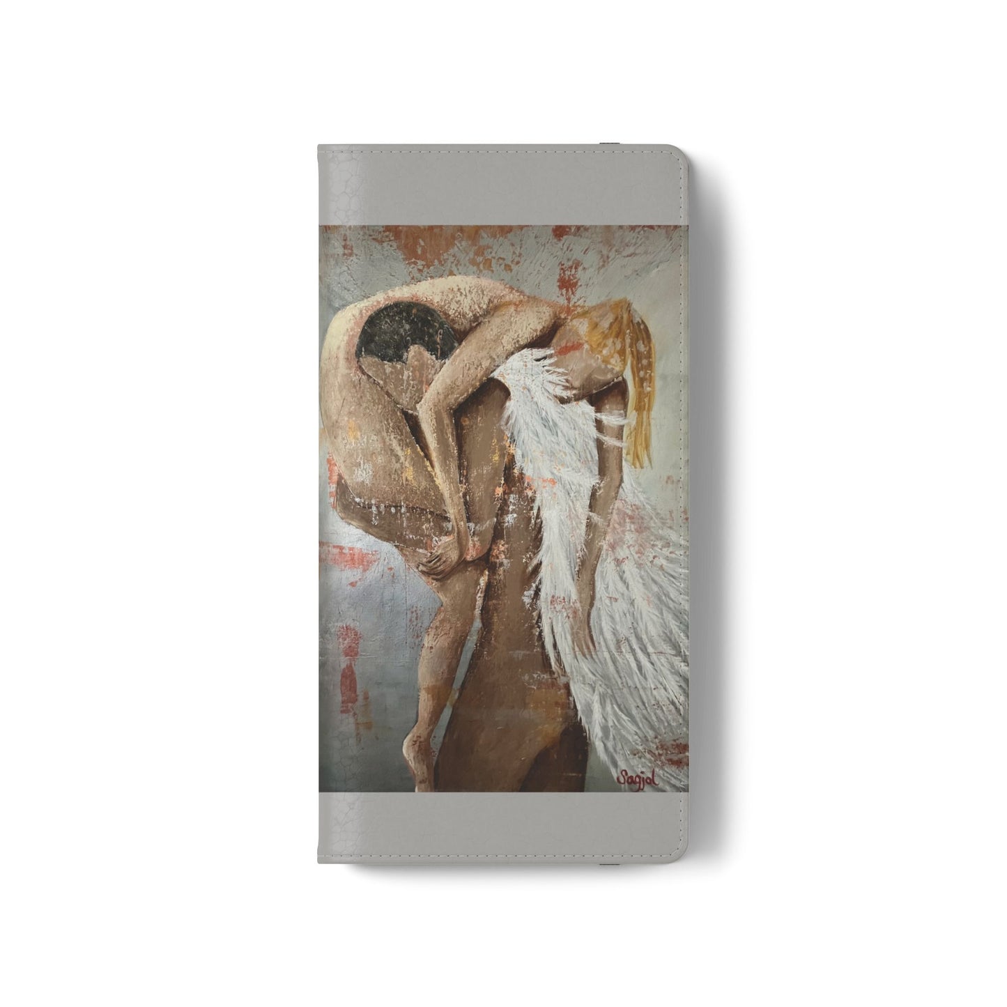 Phone Case - Angel Rescuing Girl - Hand Painted Original Art - flip phone case - Wallet phone case