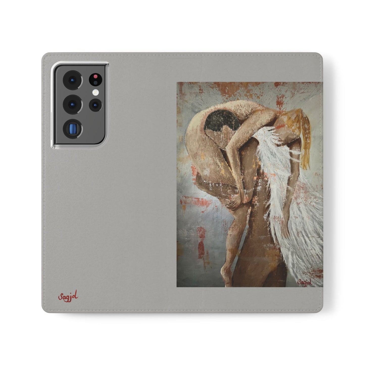 Phone Case - Angel Rescuing Girl - Hand Painted Original Art - flip phone case - Wallet phone case