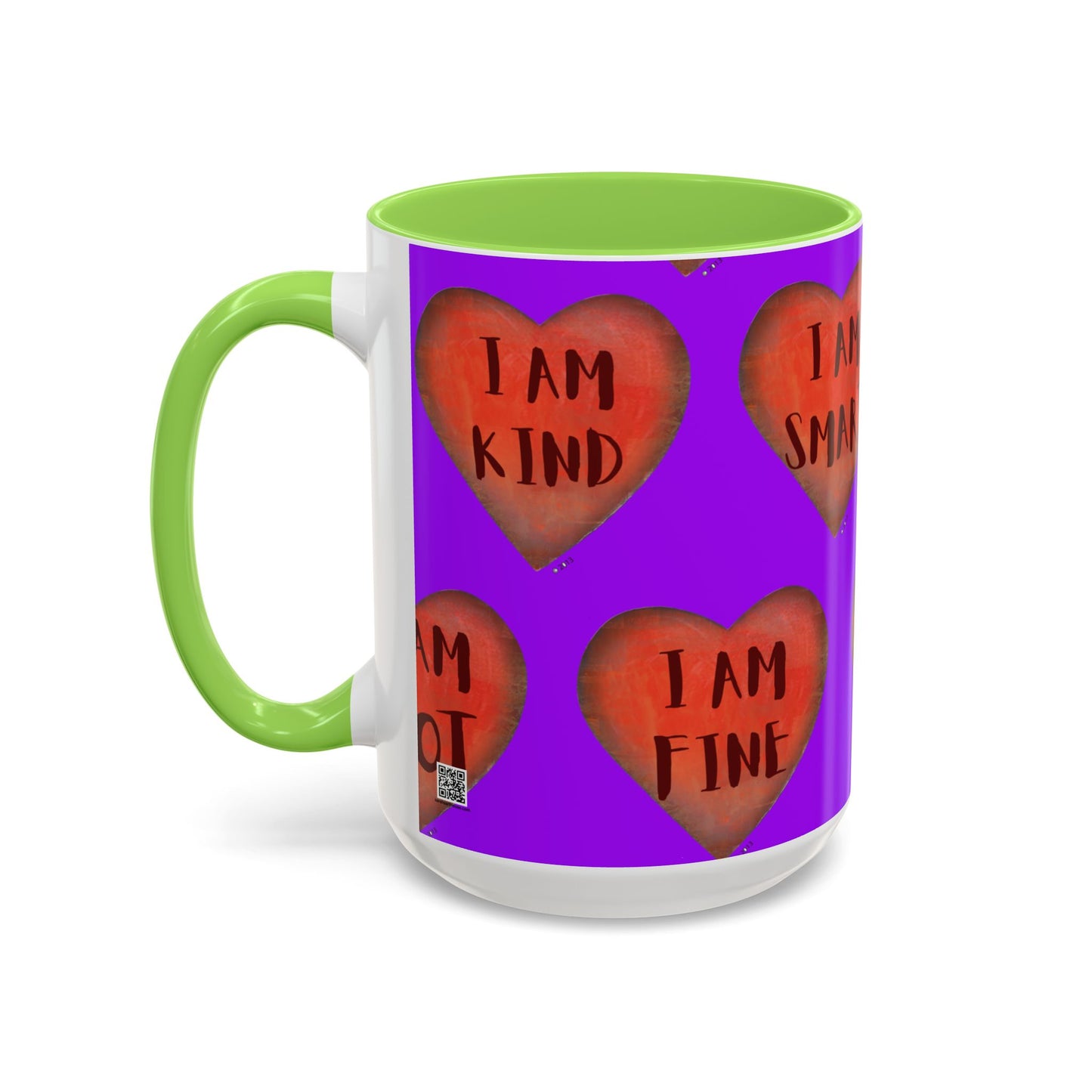 Purple Heart Mug - Colorful hand painted mug - Motivational Mug - Purple Coffee Mug