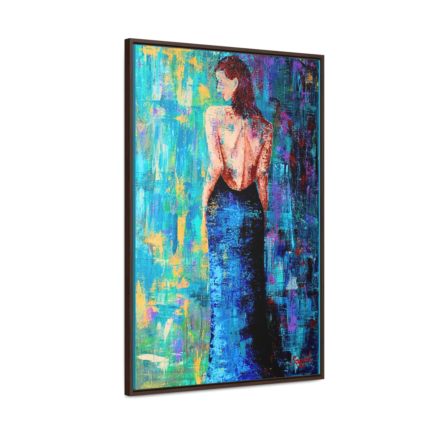 Framed Gallery Wraps - Original Art - Framed Canvas - Lady in Blue