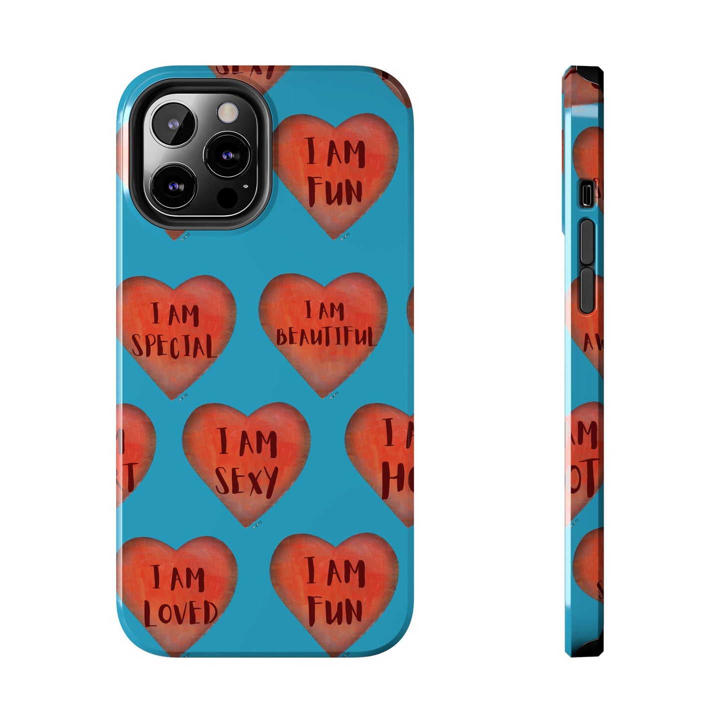 Tough Phone Cases - Original art phone case - Turquoise phone case - Motivational Heart