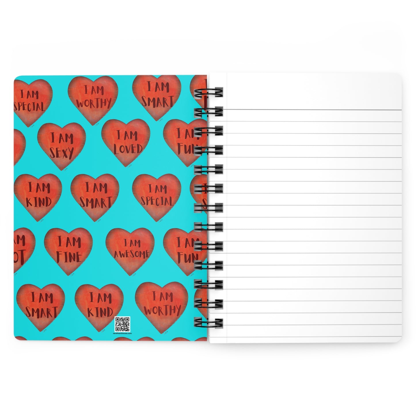 Spiral Bound Notebook - Turquoise  motivational "Heart"- Note pad - College Dorm Decor - Gift for Her