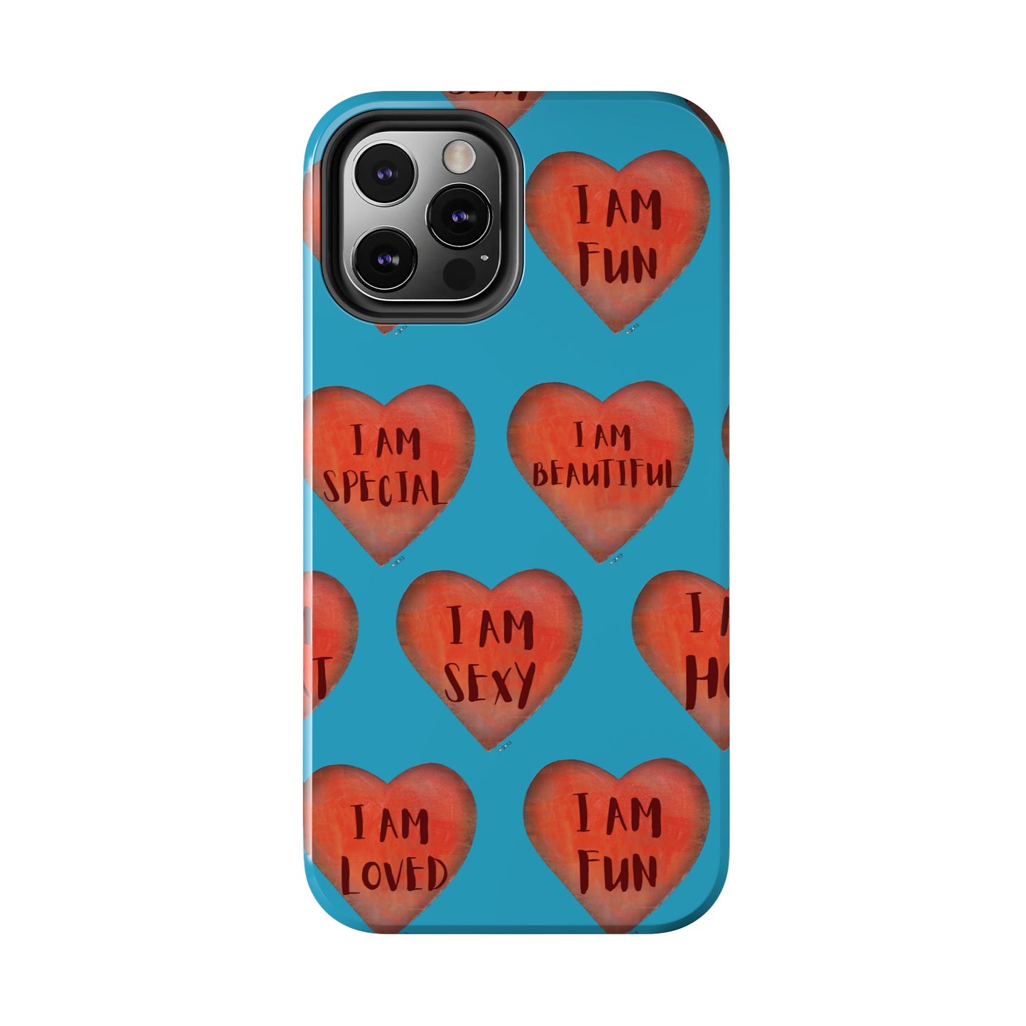 Tough Phone Cases - Original art phone case - Turquoise phone case - Motivational Heart