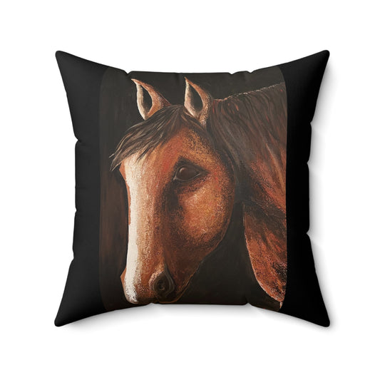 Faux Suede Square Pillow - Spirit Toss Pillow - Horse Throw Pillow