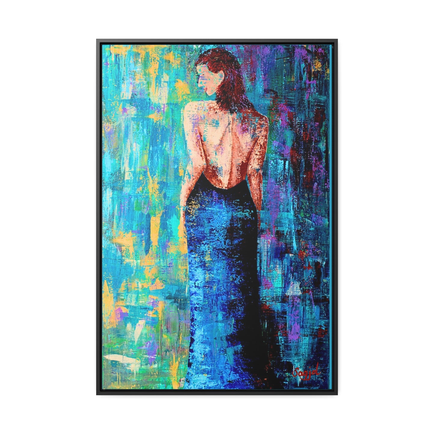 Framed Gallery Wraps - Original Art - Framed Canvas - Lady in Blue