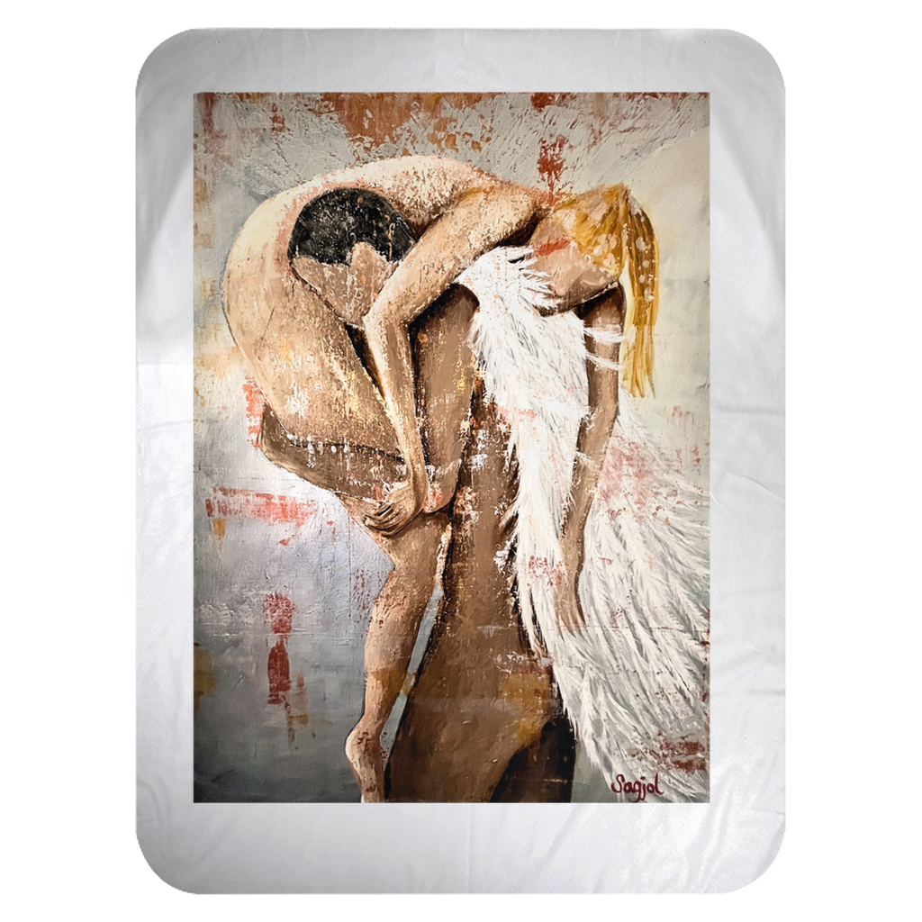 Fleece Sherpa Blankets - Angel Rescue - Snuggly Soft Art Blanket