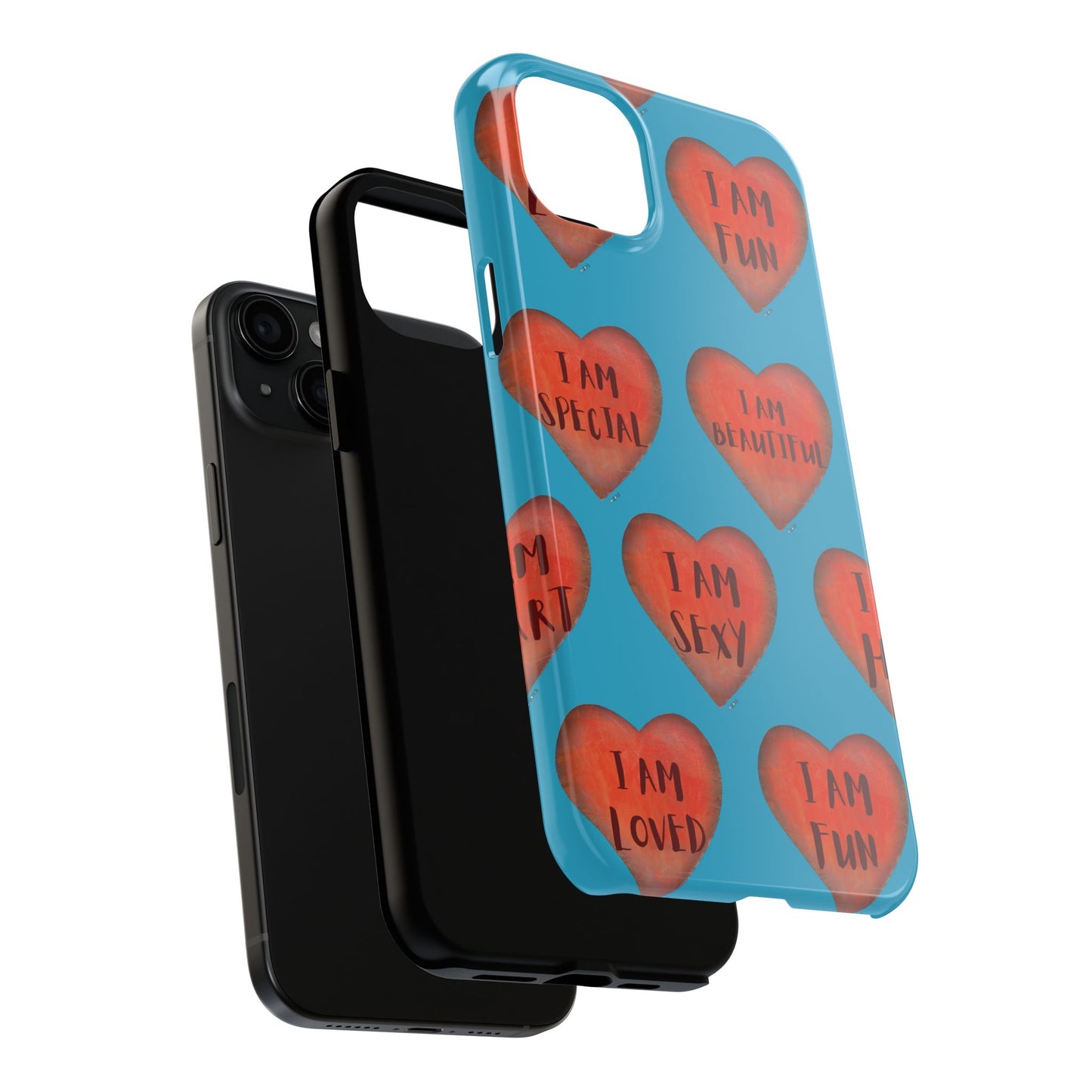 Tough Phone Cases - Original art phone case - Turquoise phone case - Motivational Heart