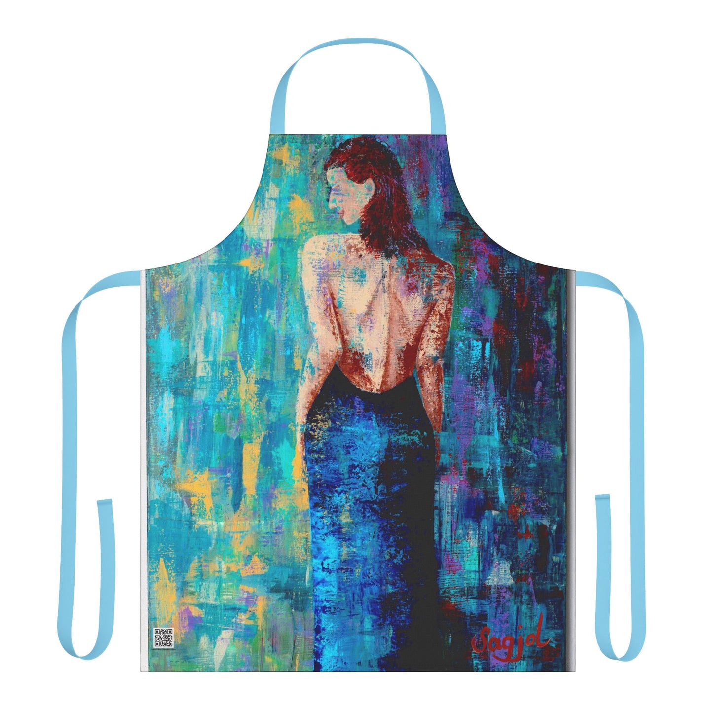 Kitchen cooking Apron  - Original Art Kitchen Apron -  Lady in Blue