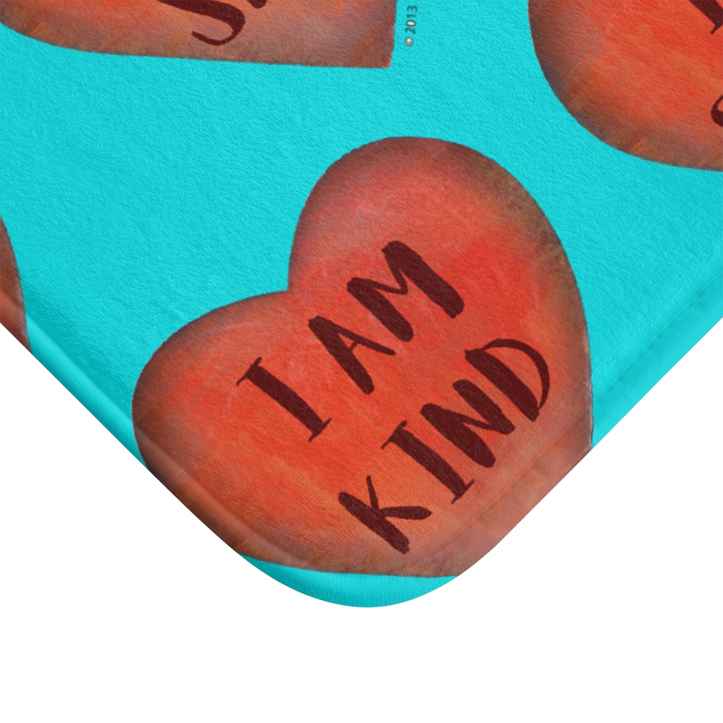 Bath Mat - Turquoise Heart Bathroom mat - Unique Bath mat - Motivational Hearts