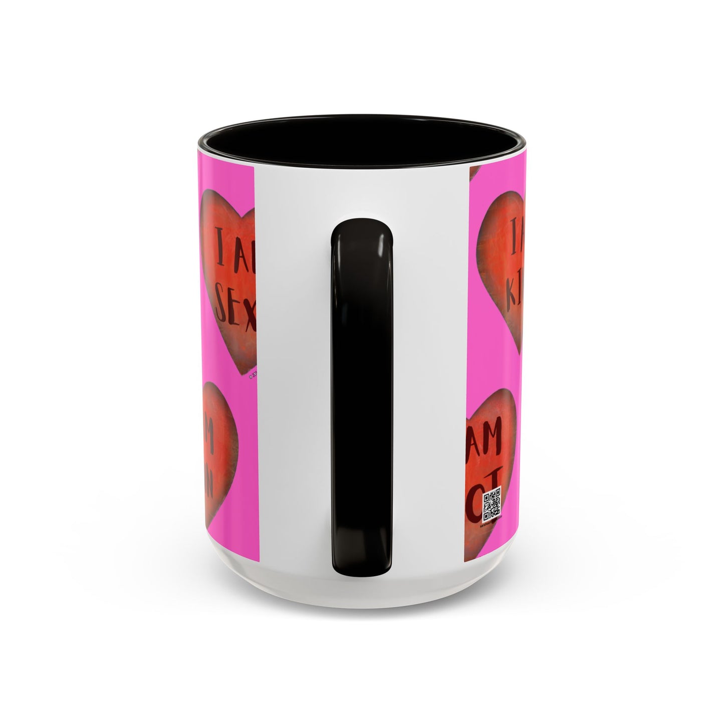 Pink Heart Mug - Colorful hand painted mug - Motivational Mug - Pink Coffee Mug